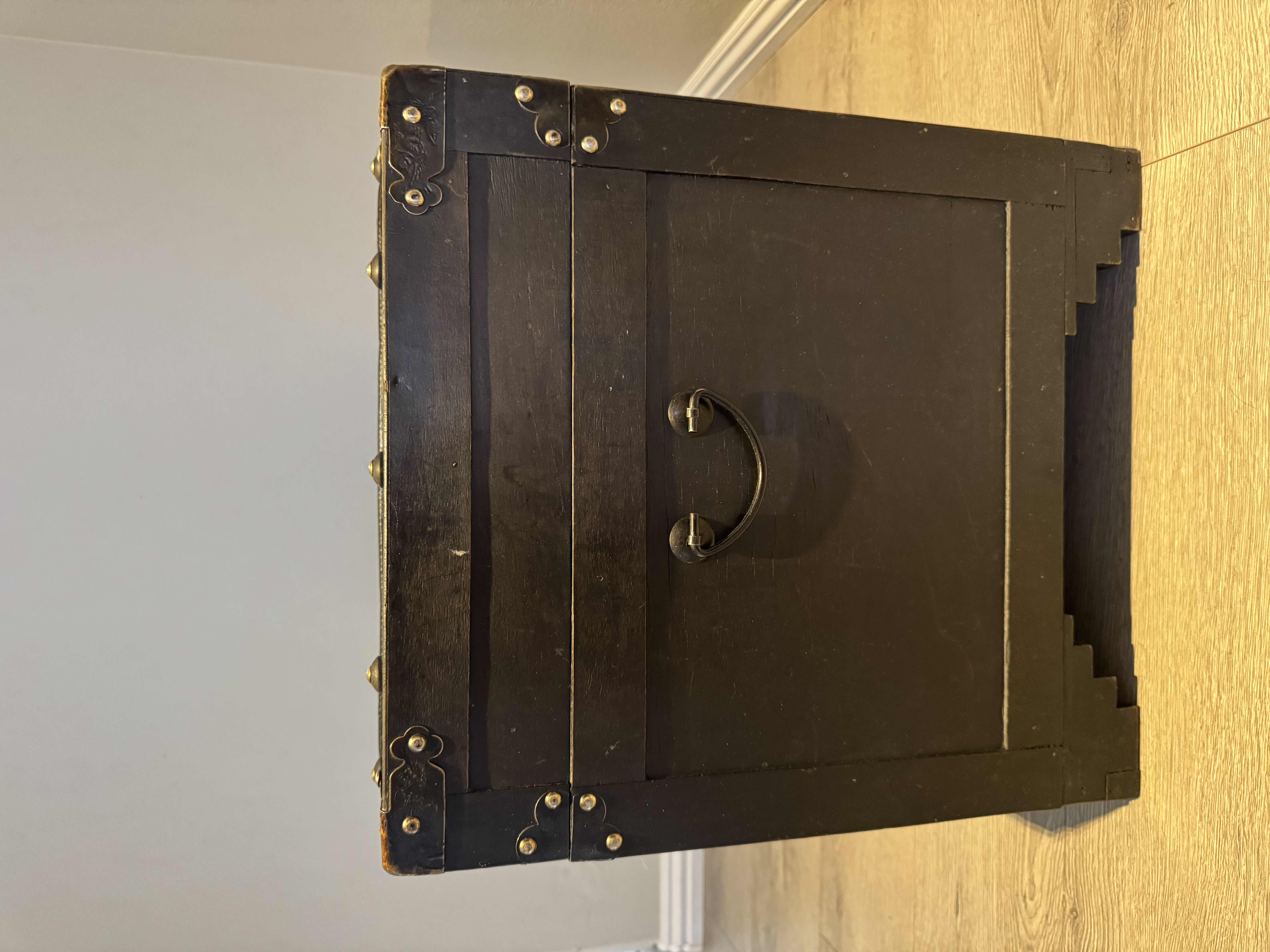 Photo 1 of WOOD TREASURE CHEST STORAGE TRUNK W BRASS HARDWARE 28” X 16.5” H18.5”