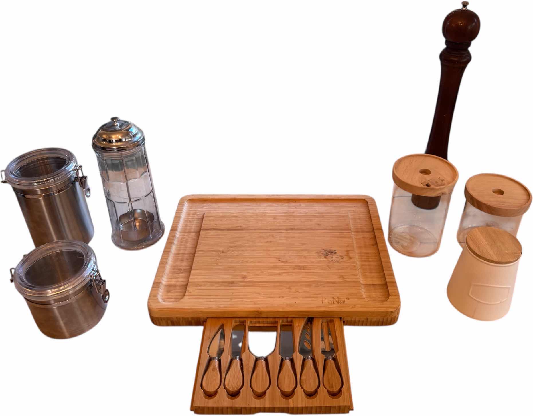 Photo 1 of 8-KITCHEN ESSENTIALS-WOOD CUTTING BOARD, CANISTERS, PLUS
