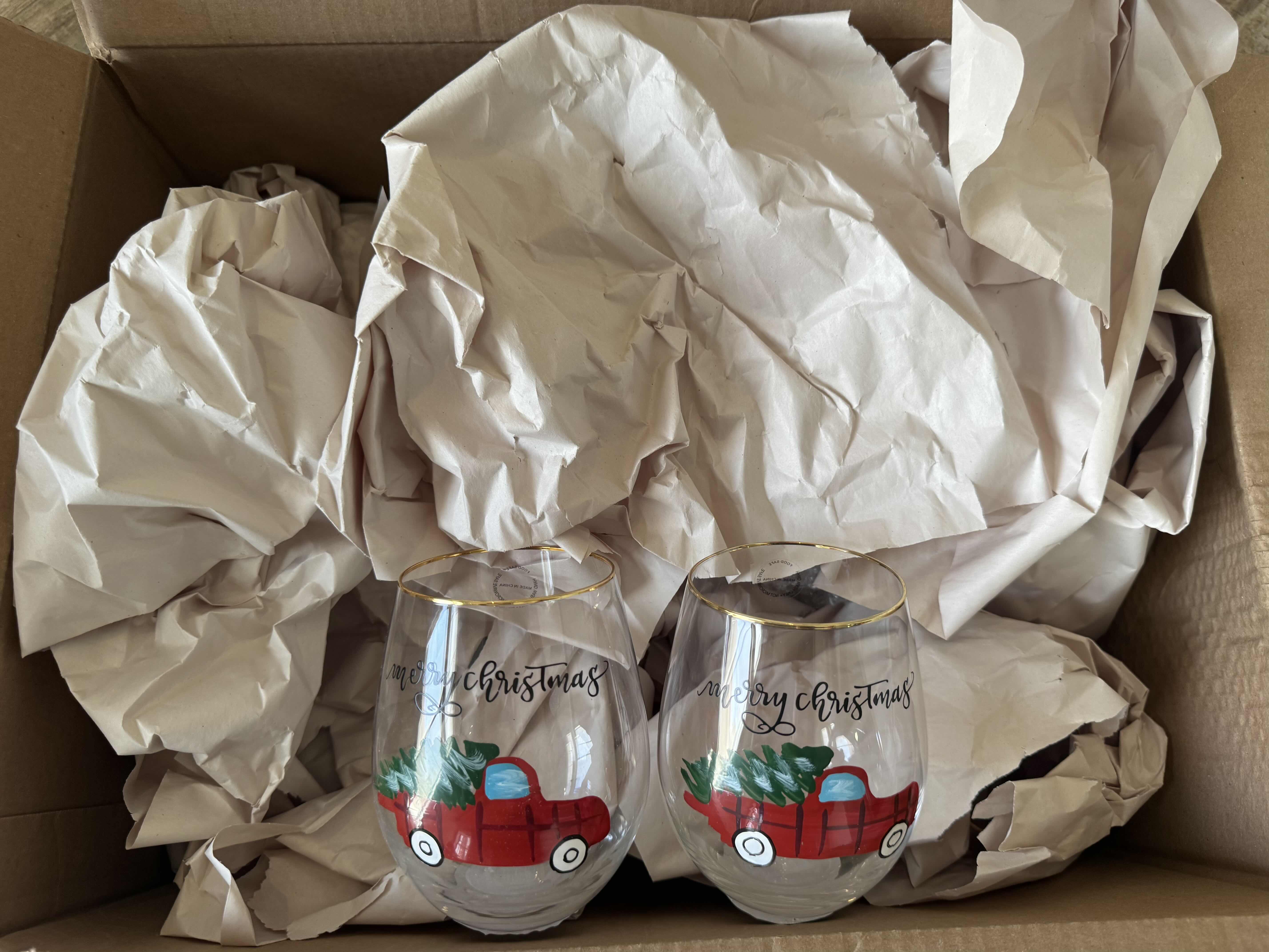 Photo 1 of SET OF 12 STEMLESS "MERRY CHRISTMAS" WINE GLASSES
