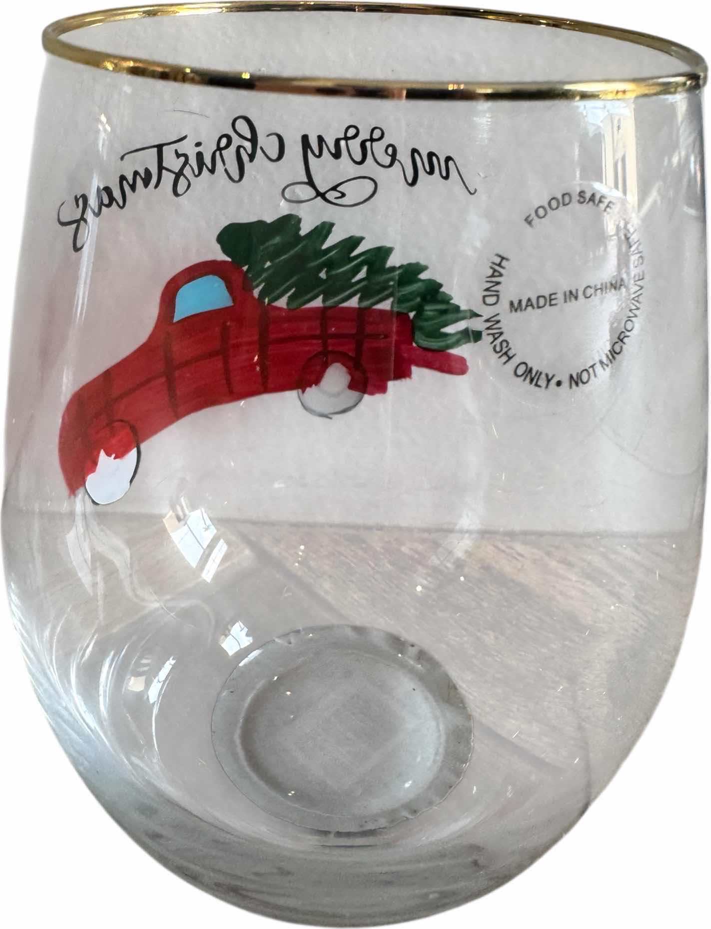 Photo 1 of SET OF 12 STEMLESS "MERRY CHRISTMAS" WINE GLASSES

