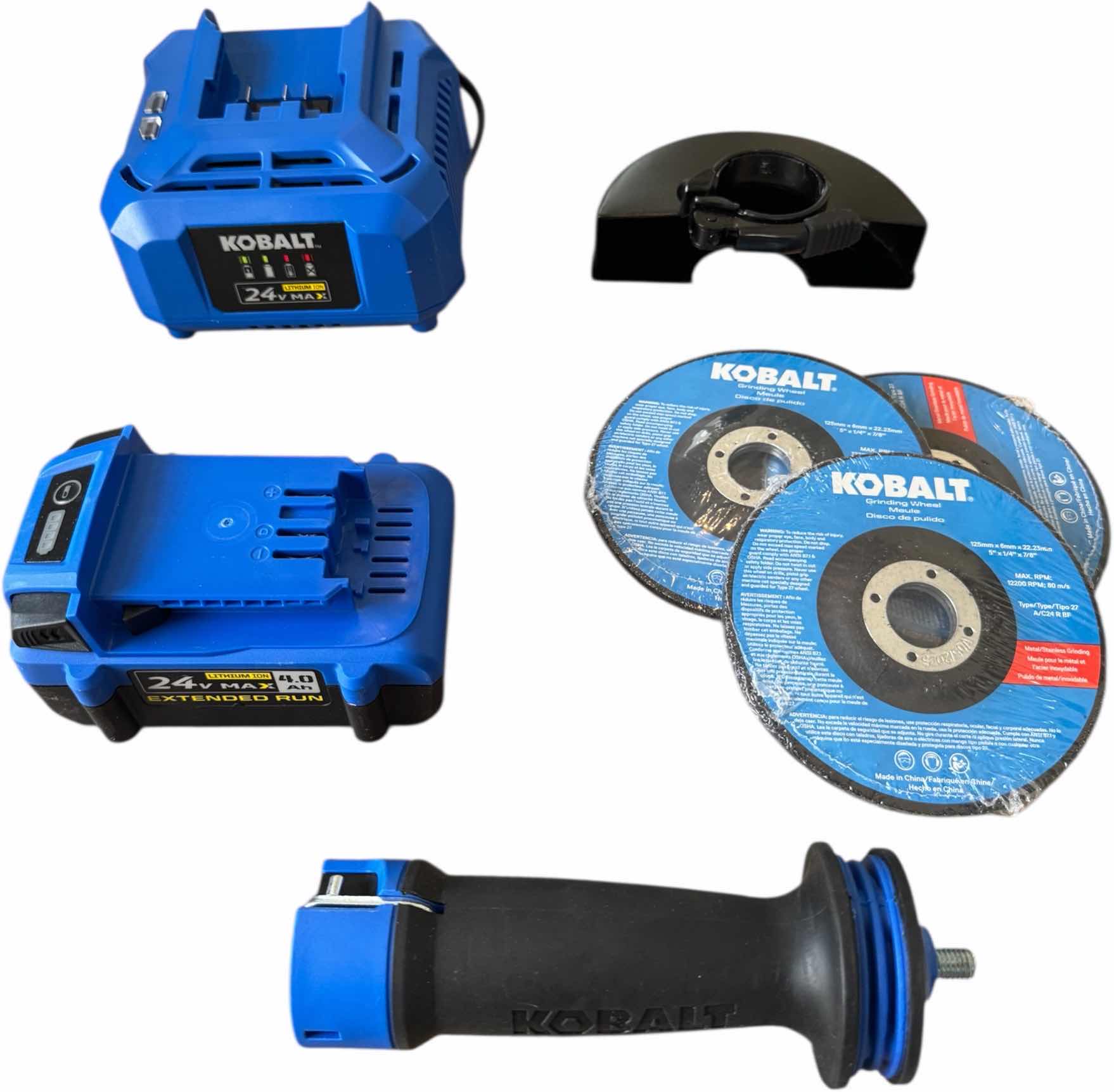 Photo 1 of KOBALT 24V MAX BRUSHLESS ANGLE GRINDER/CUT-OFF TOOL MODEL #KAG 424B-03 W ACCESSORIES