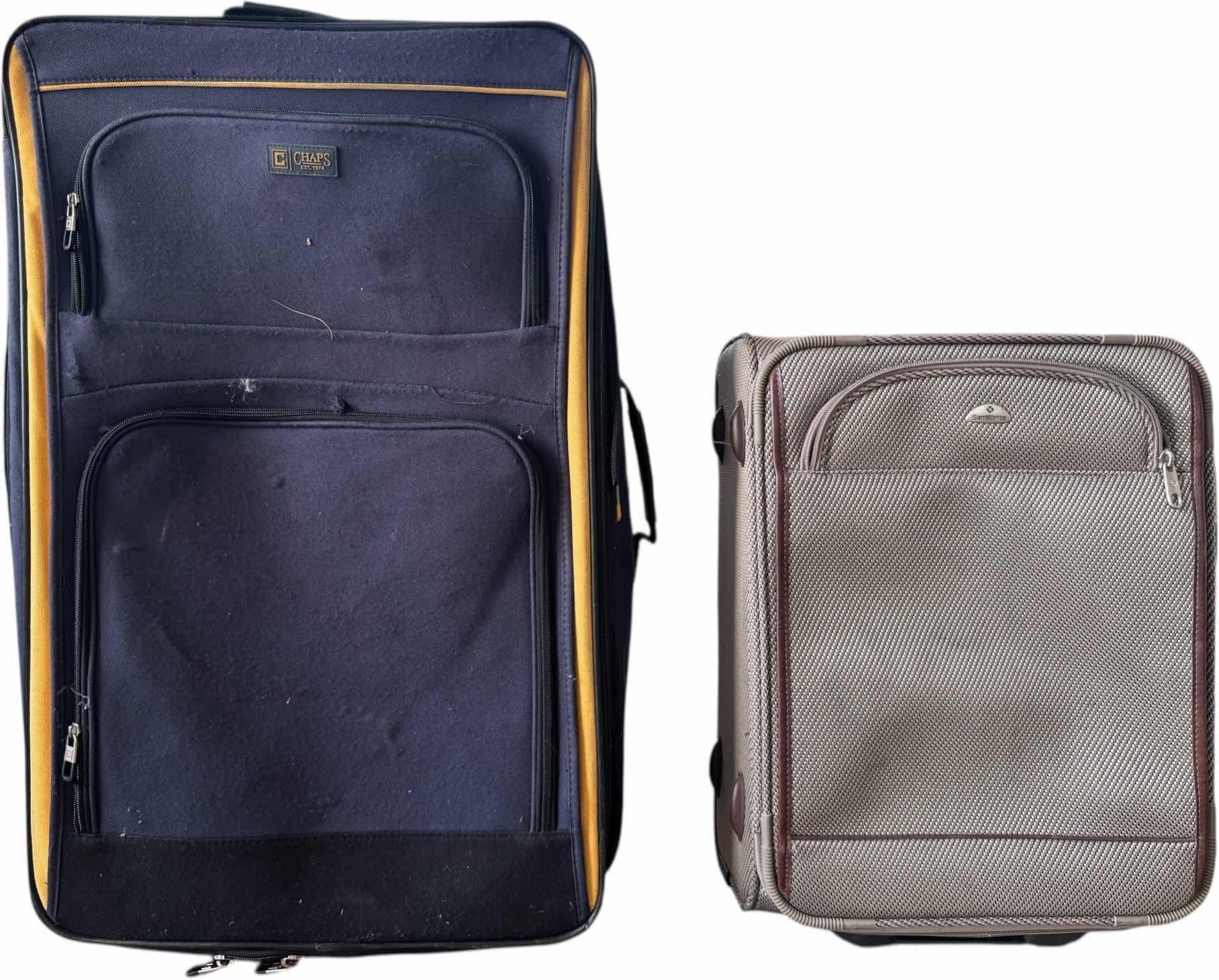 Photo 1 of 27" CHAPS NAVY BLUE LUGGAGE, SAMSONITE GREY CARRY-ON LUGGAGE