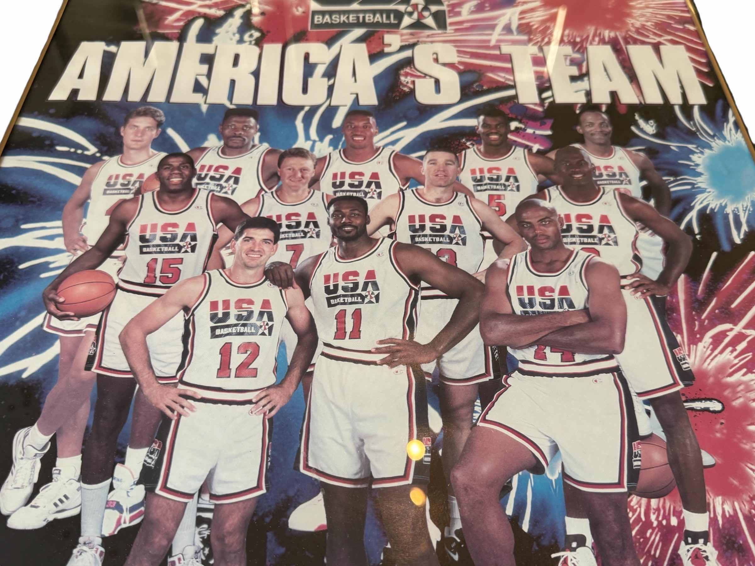 Photo 1 of FRAMED 1992 USA MEN'S AMERICA BASKETBALL TEAM POSTER BY STARLINE 16” X 20”

