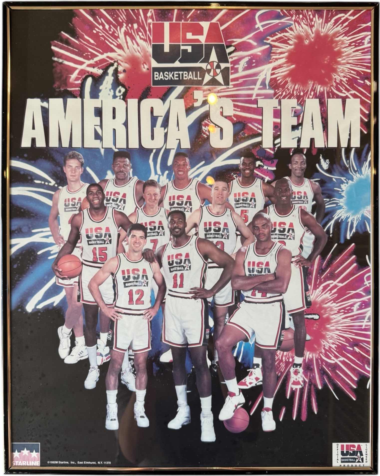 Photo 1 of FRAMED 1992 USA MEN'S AMERICA BASKETBALL TEAM POSTER BY STARLINE 16” X 20”

