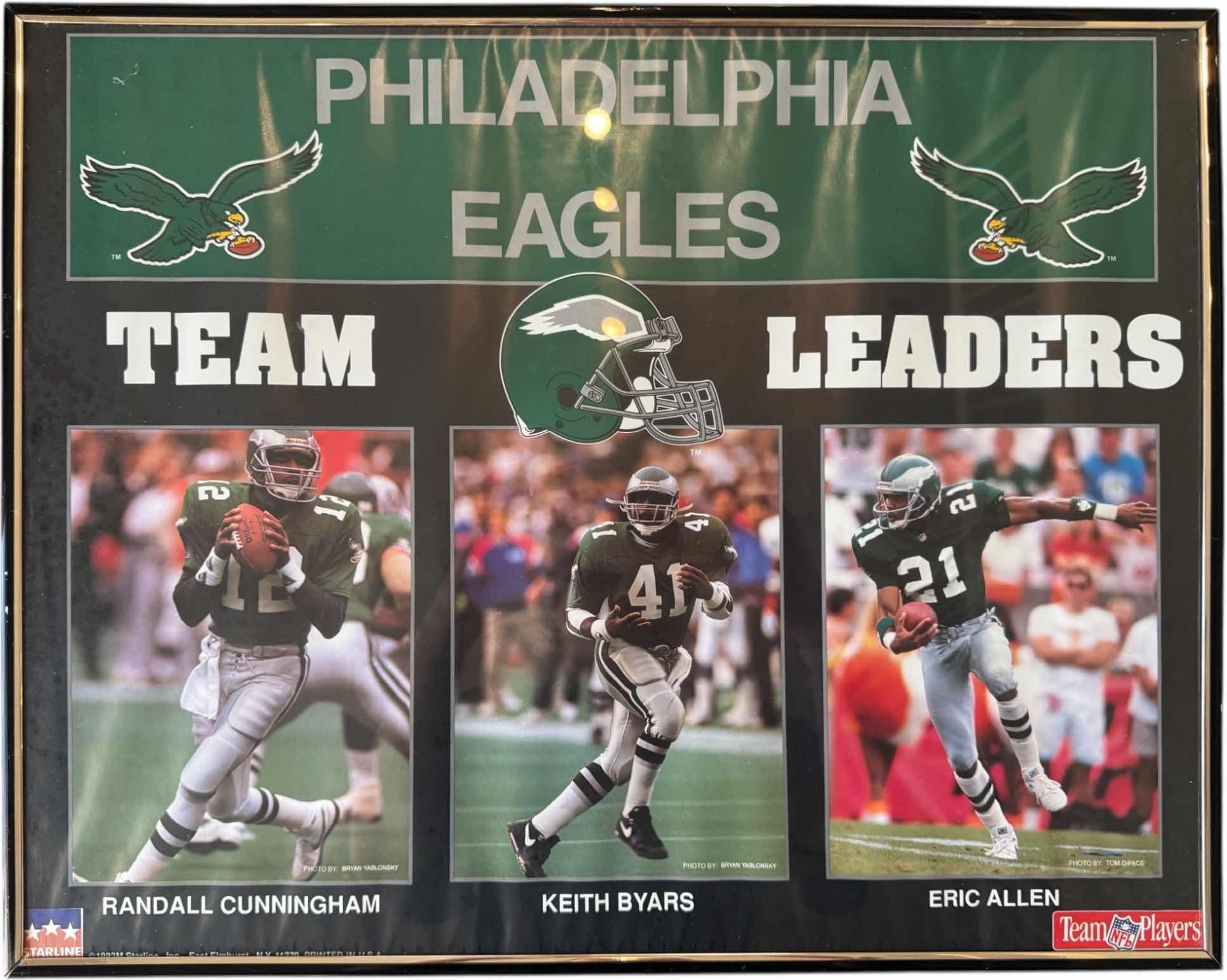 Photo 1 of FRAMED 1992 PHILADELPHIA EAGLES POSTER BY STARLINE 20" x 16"
