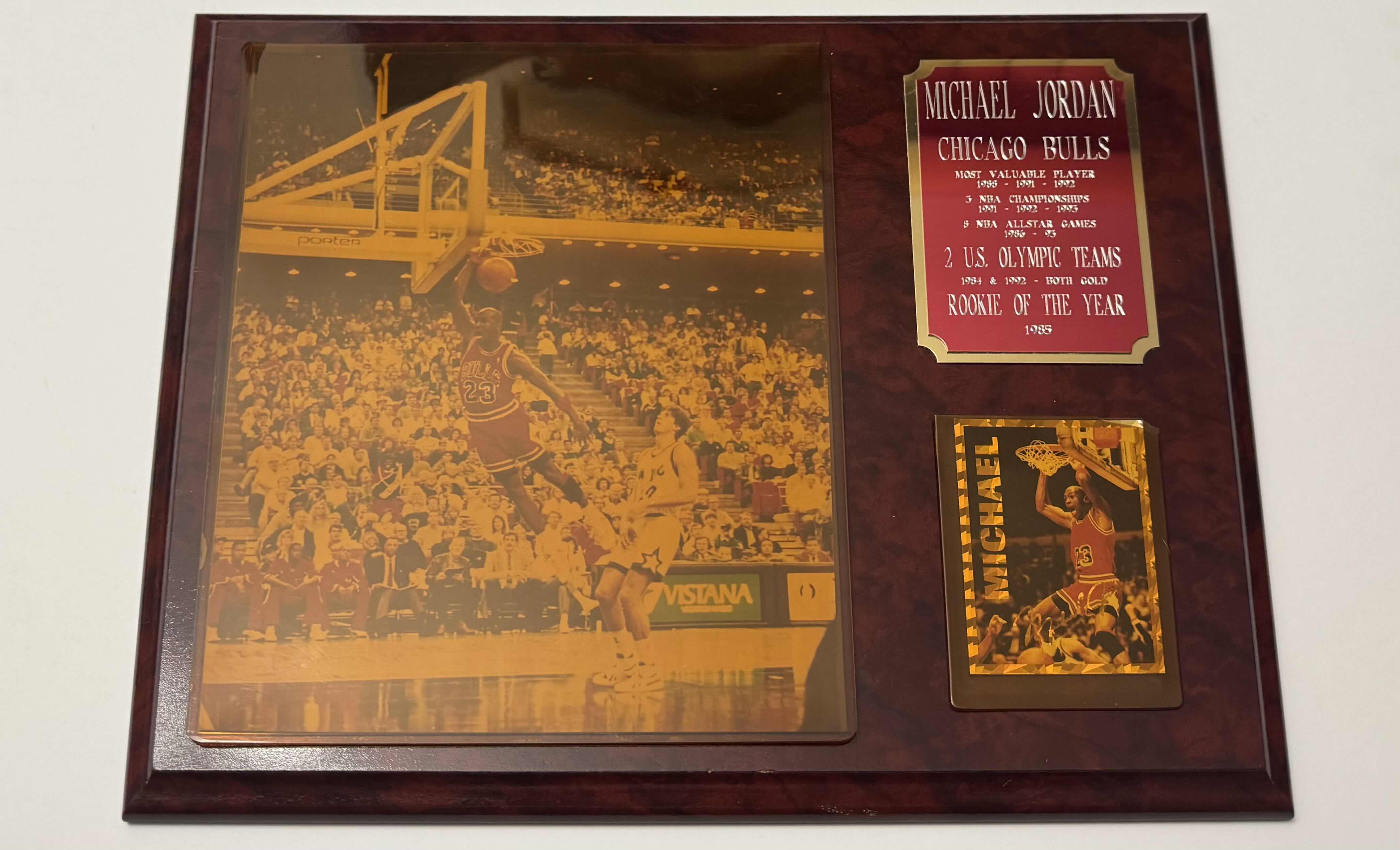 Photo 1 of MICHAEL JORDAN CHICAGO BULLS WOOD WALL PLAQUE 15”x12”