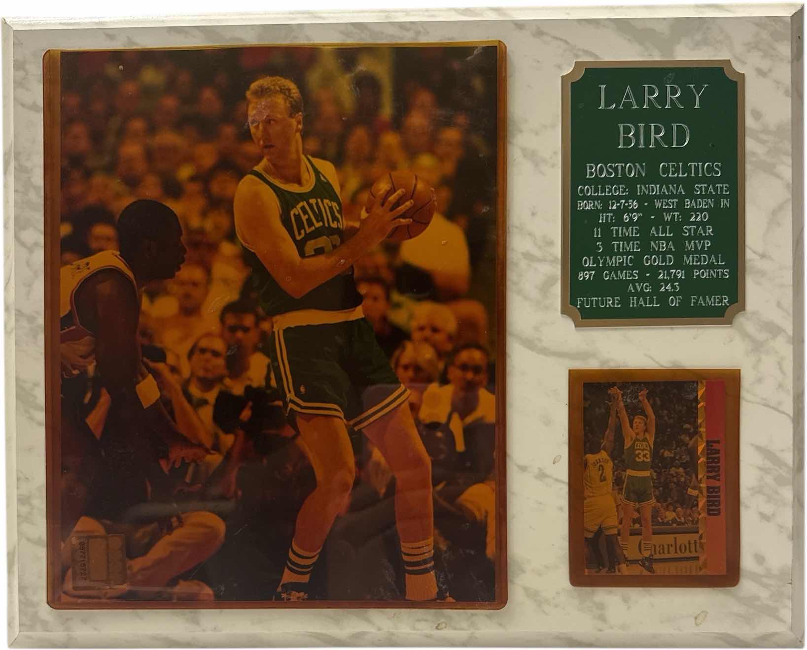 Photo 1 of LARRY BIRD BOSTON CELTICS WOOD WALL PLAQUE 15”x12”