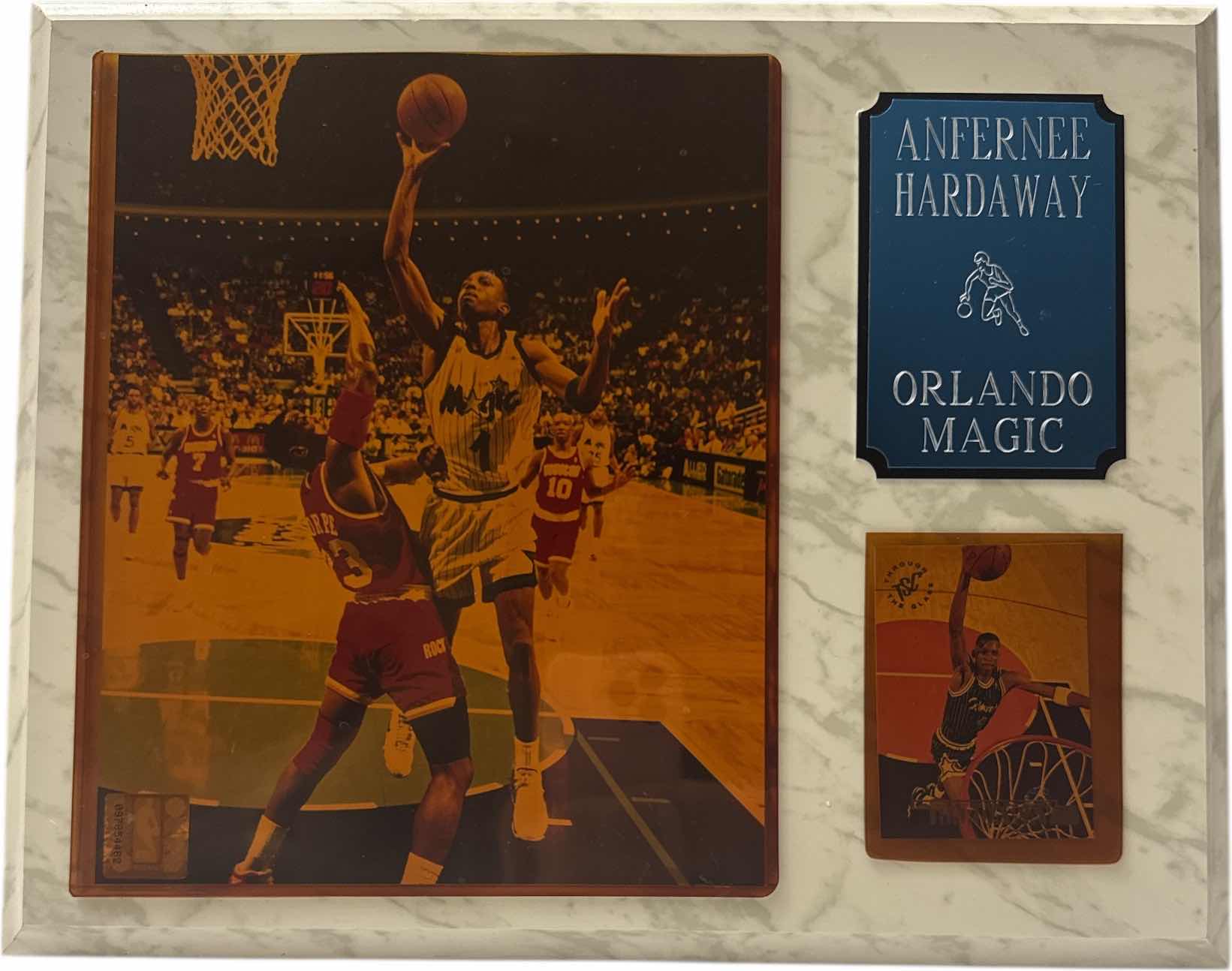 View 1 of ANFERNEE HARDAWAY ORLANDO MAGIC WOOD WALL PLAQUE 15”x12”