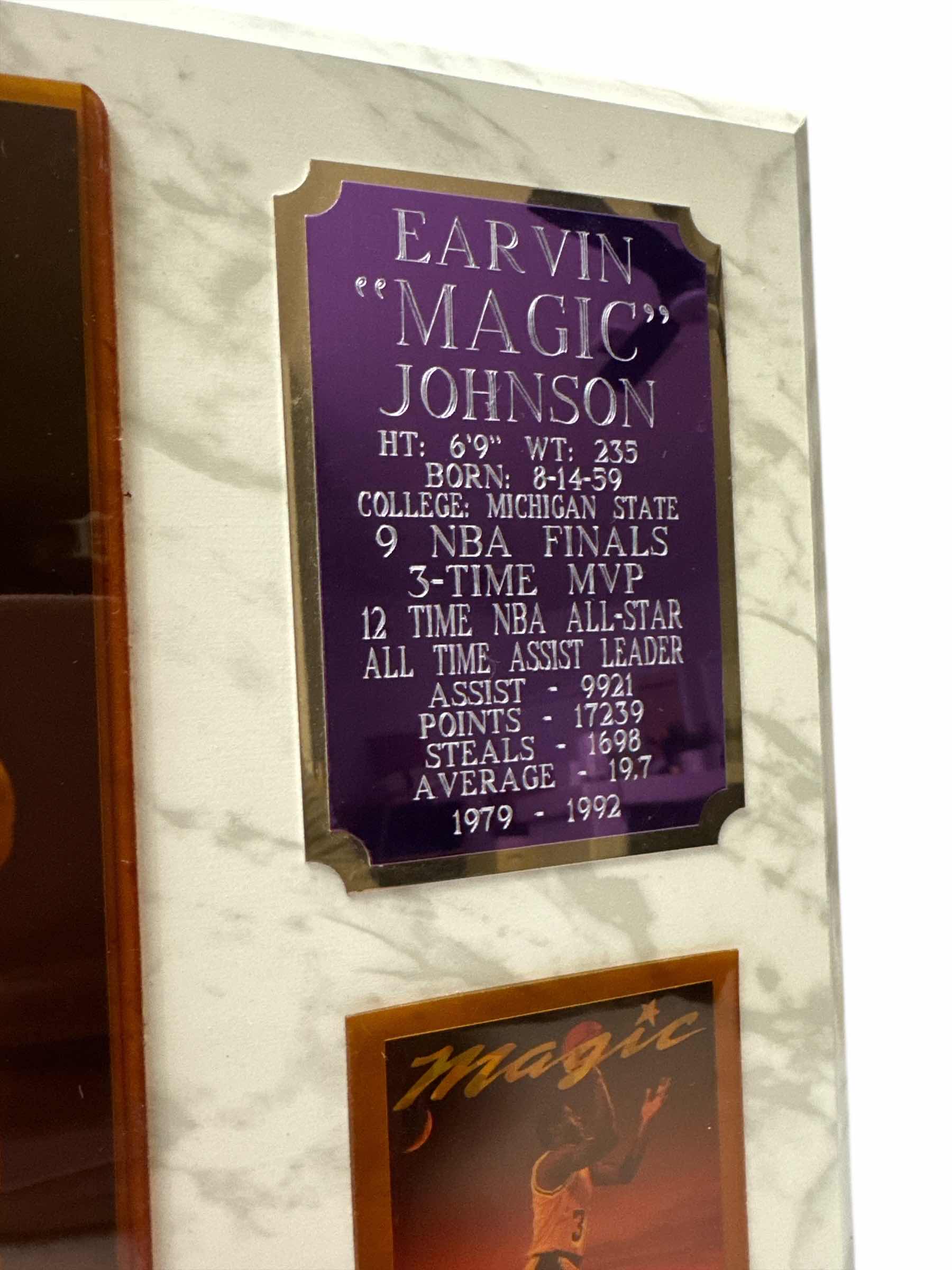 Photo 2 of EARVIN "MAGIC JOHNSON" LA LAKERS WOOD WALL PLAQUE 15” x 12”