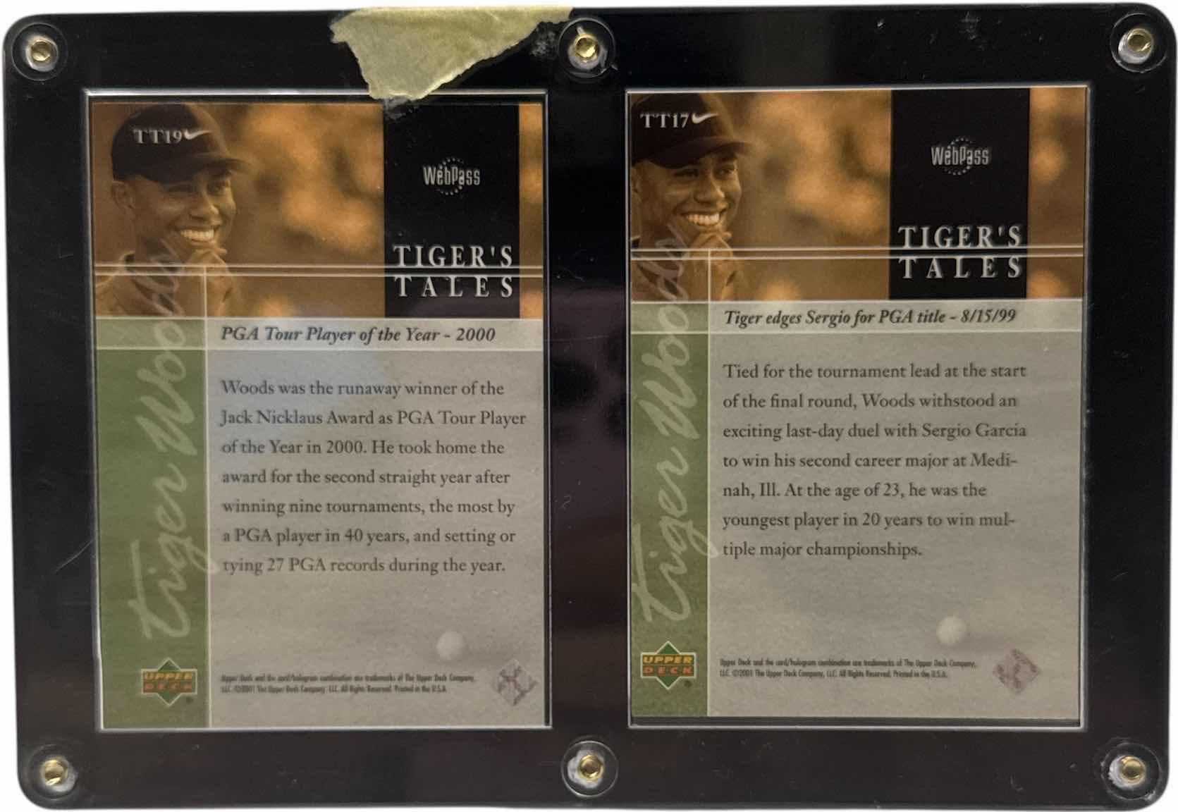 Photo 1 of 2001 TIGER WOODS ROOKIE SPORTS CARDS IN SCREW DOWN CASE