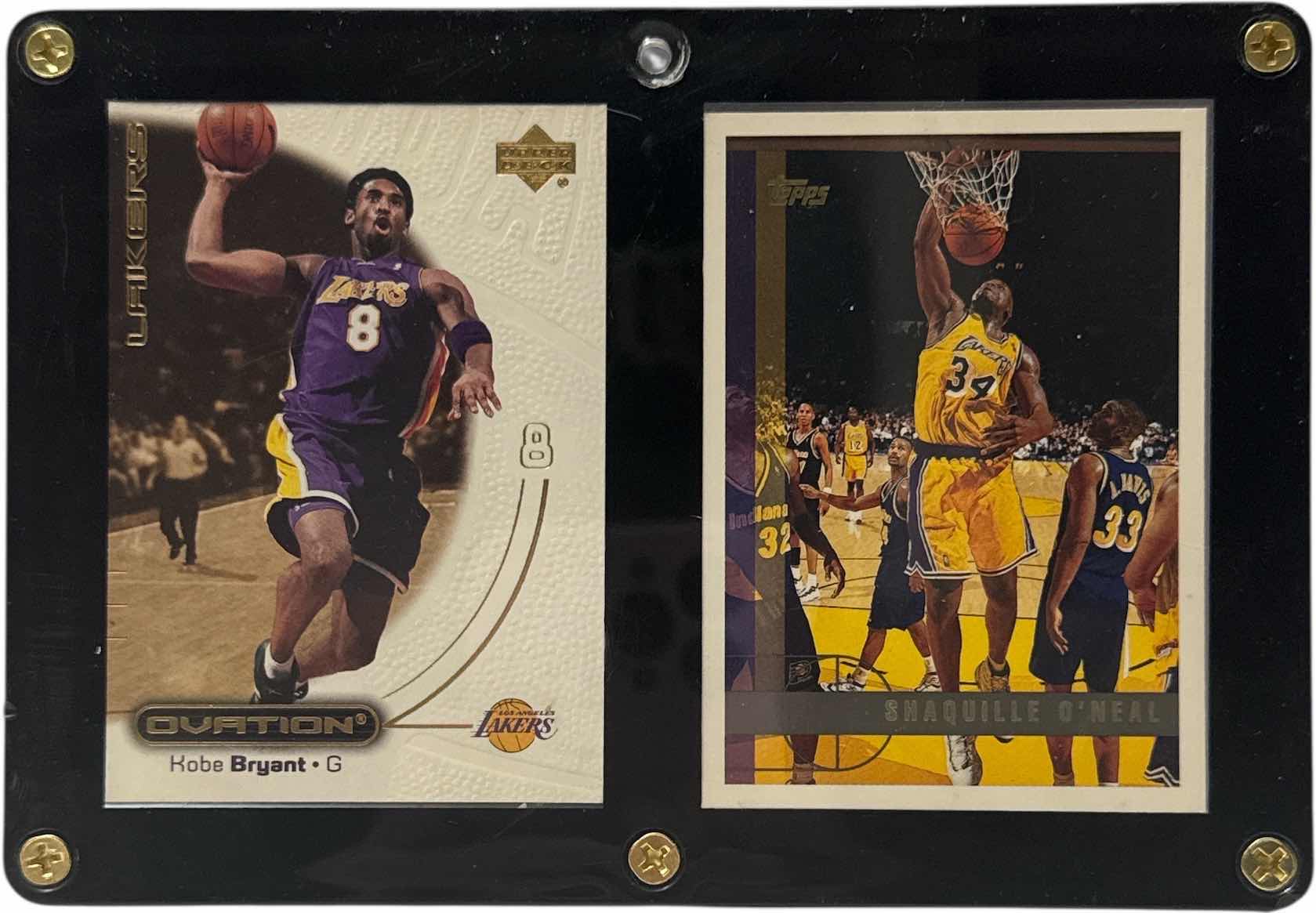 View 1 of KOBE BRYANT & SHAQUILLE ONEAL SPORTS CARDS IN SCREW DOWN CASE