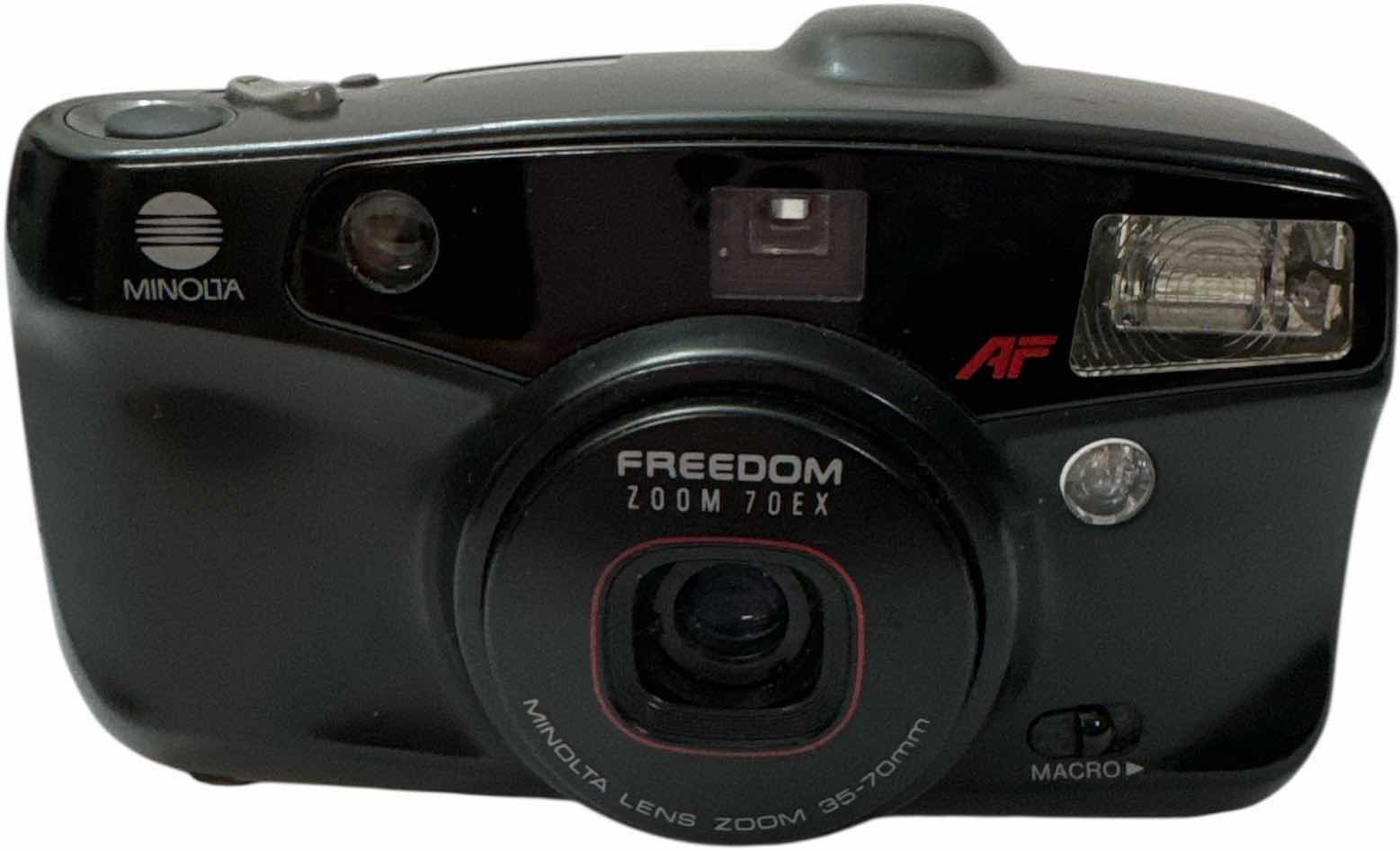Photo 1 of KODAK 35MM FILM CAMERA W. CARRYING PROTECTIVE CASE, MINOLTA FREEDOM ZOOM 70EX 35MM FILM CAMERA