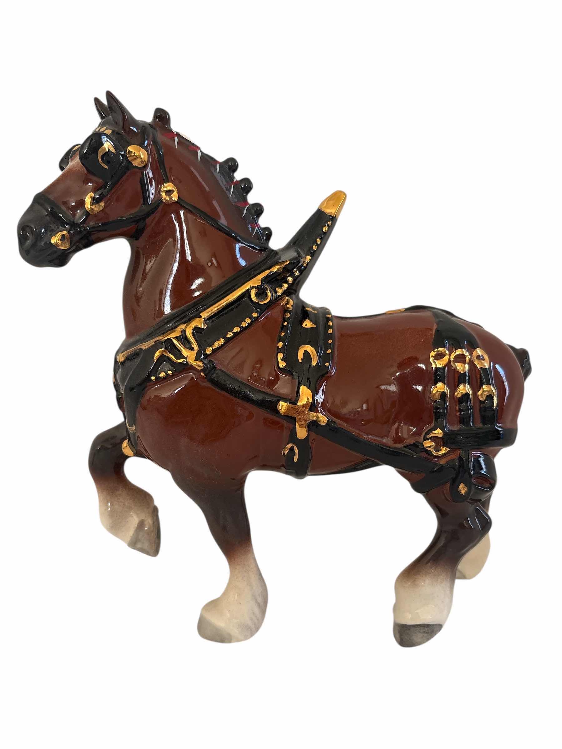 Photo 1 of BUDWEISER INSPIRED CLYDESDALE PORCELAIN FIGURINE H9”