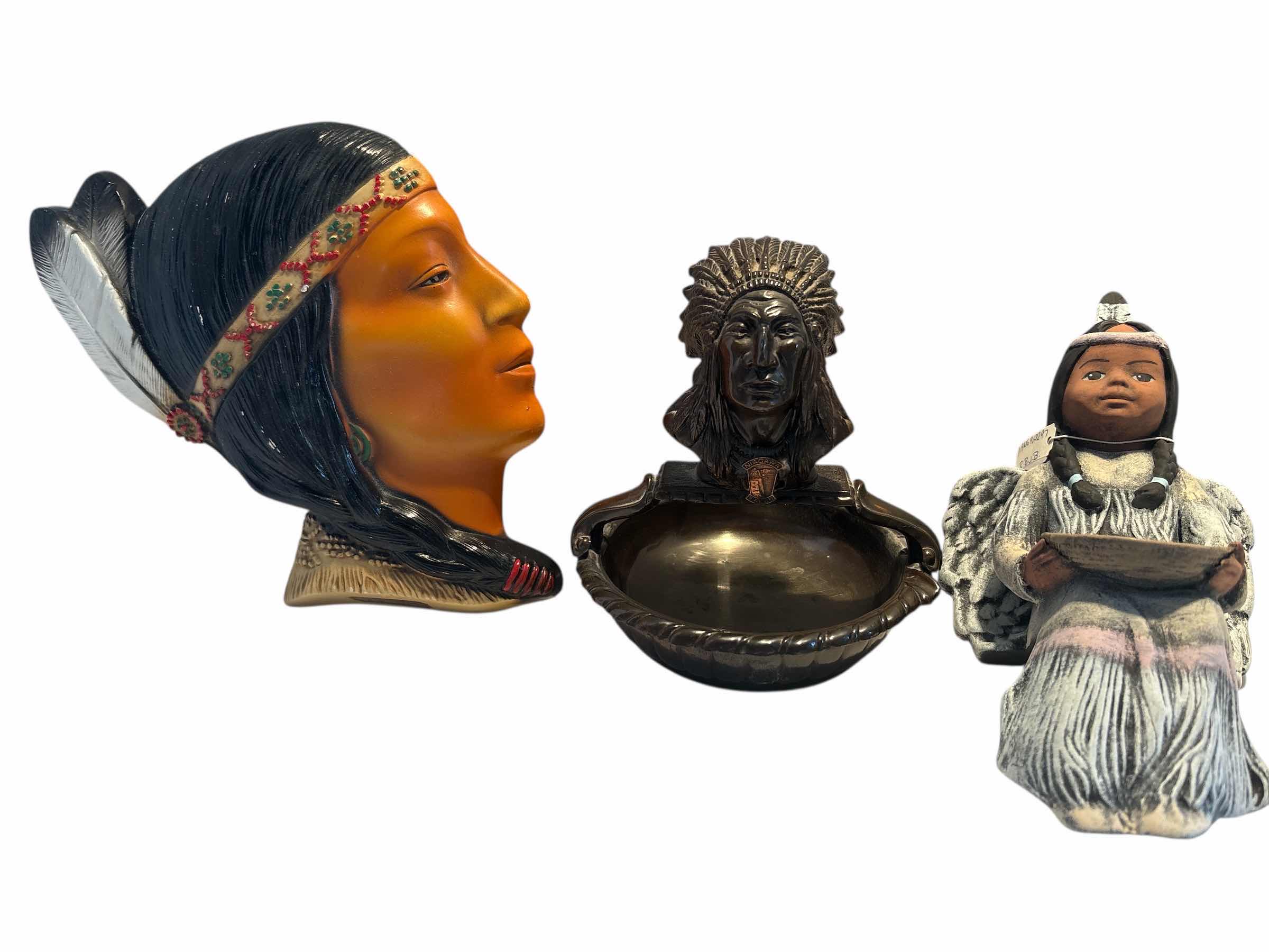 Photo 1 of (3)PCS NATIVE AMERICAN DECOR AND BRASS ASHTRAY