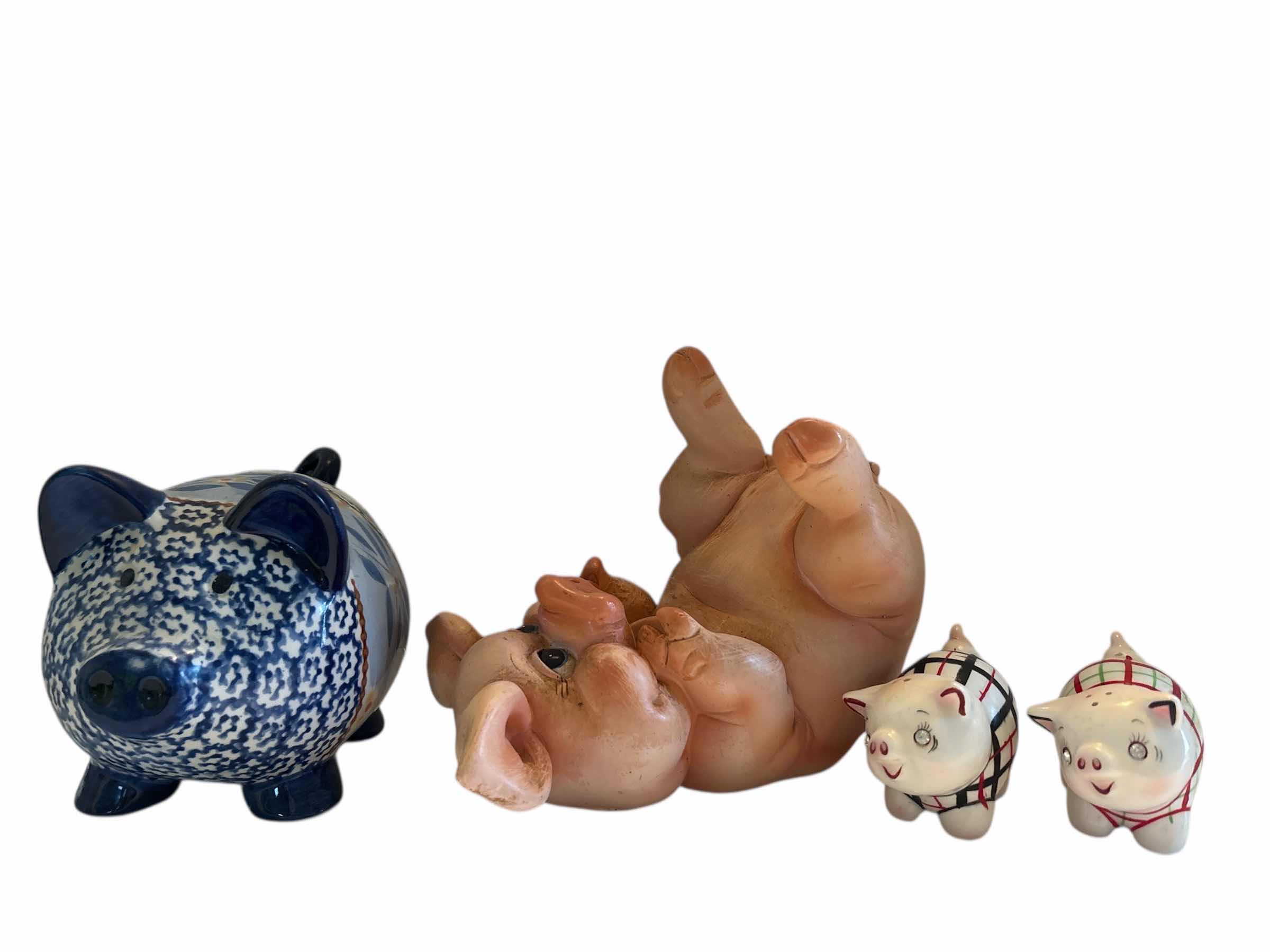 Photo 1 of (3)PCS PIG WINE AND TREAT HOLDER, AND SALT/PEPPER SHAKER