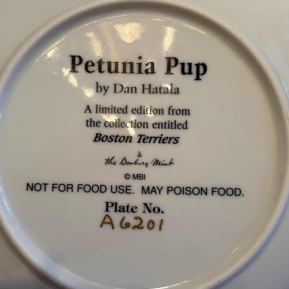 Photo 1 of (4)PCS 8” DAN HATALA BOSTON TERRIER SOUVENIR PLATES