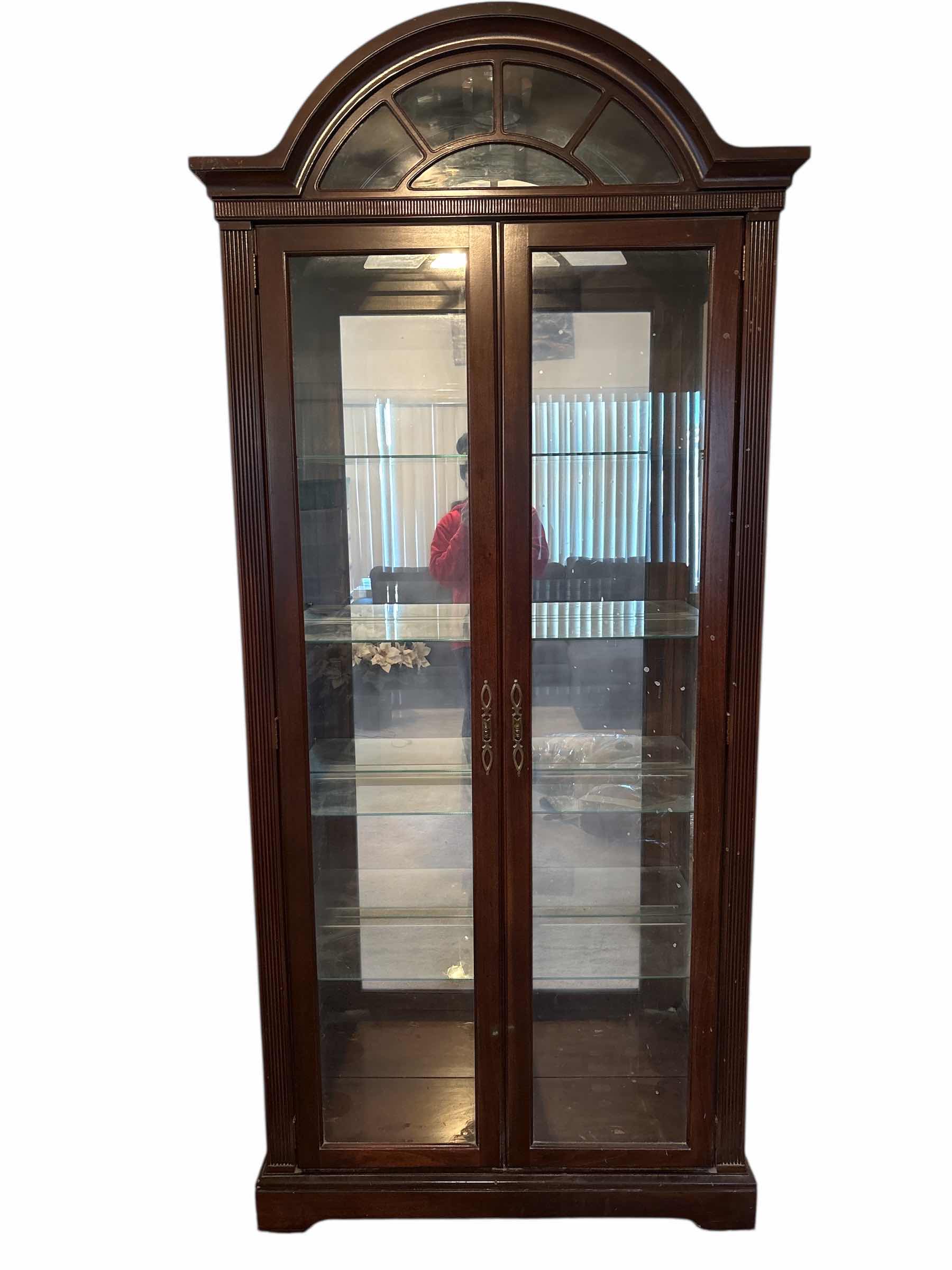 Photo 1 of 4 SHELF CHERRY WOOD CURIO CABINET 34”X12”H80”