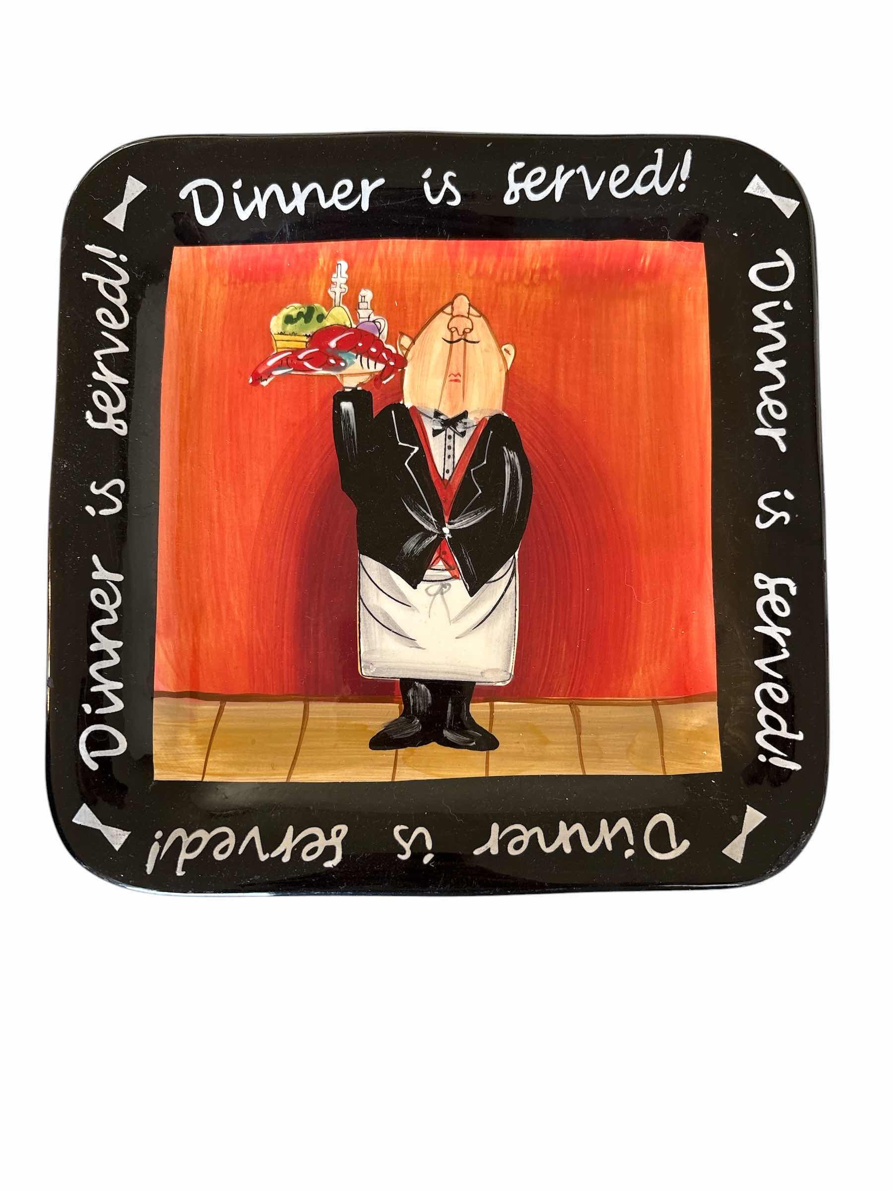 Photo 1 of (2)PCS CERAMIC CHEF SERVING DISH & DECORATIVE DINNER PLATE H17”