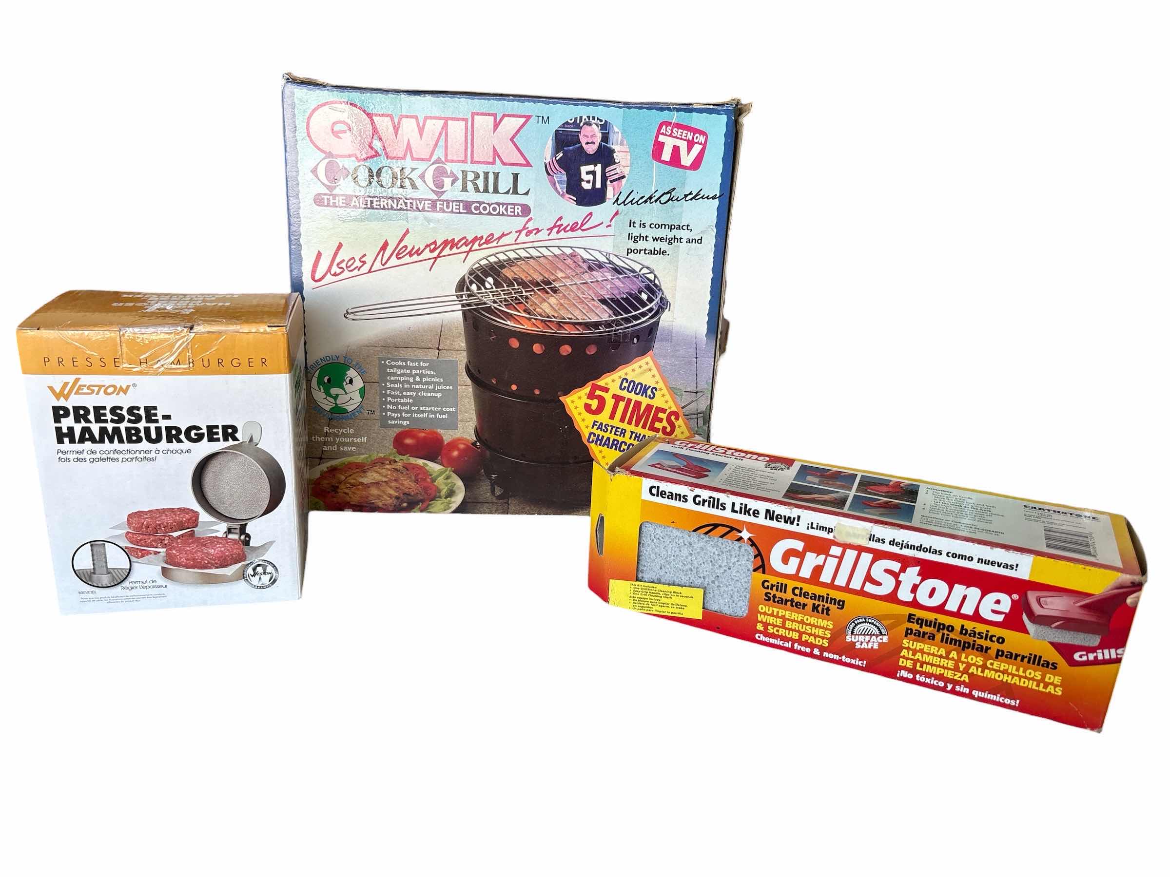 Photo 1 of (3)PCS GRILL, CLEANER & HAMBURGER PRESS