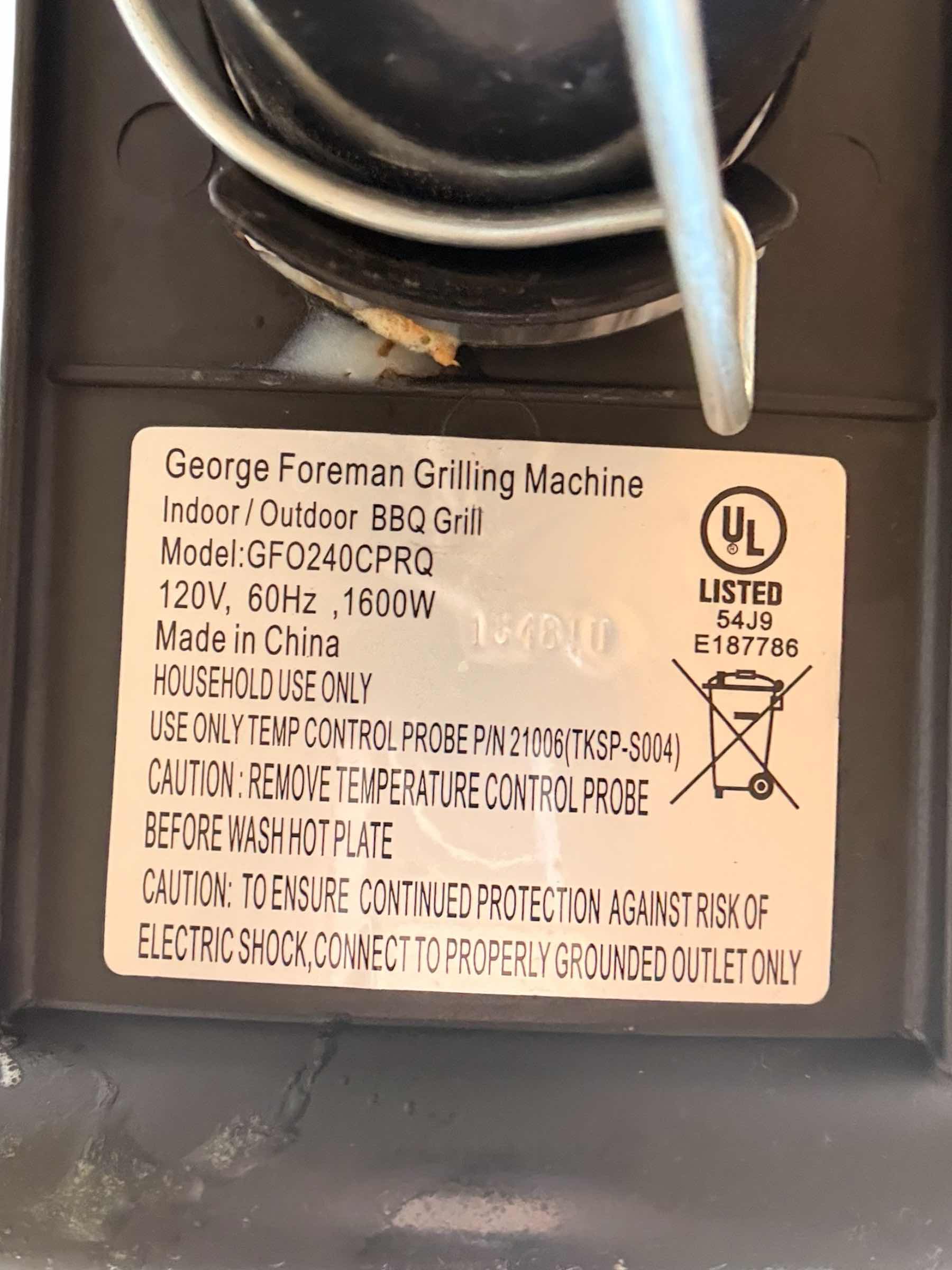 View 2 of GEORGE FOREMAN INDOOR/OUTDOOR GRILL MODEL GO240CPRQ H37” $239