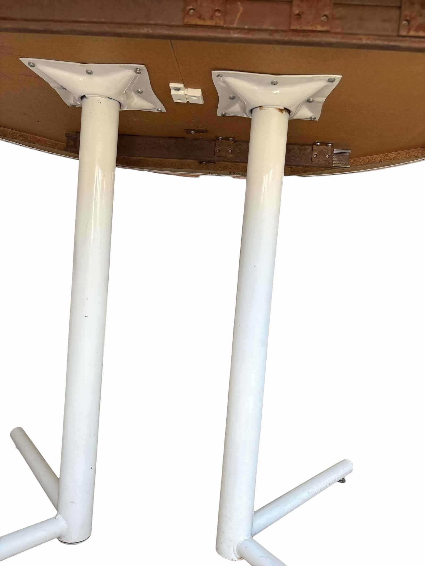 Photo 1 of RETRO WHITE ROUND TABLE W METAL LEGS 42”