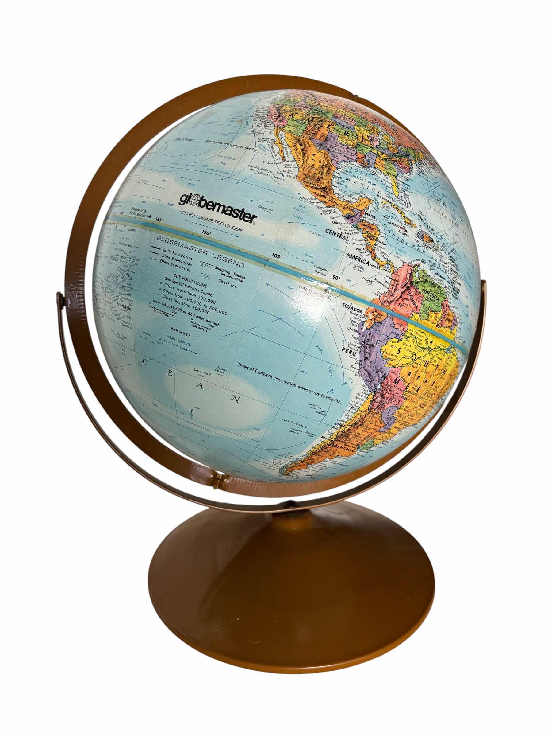 Photo 1 of VINTAGE GLOBEMASTER 12” RAISED RELIEF WORLD GLOBE