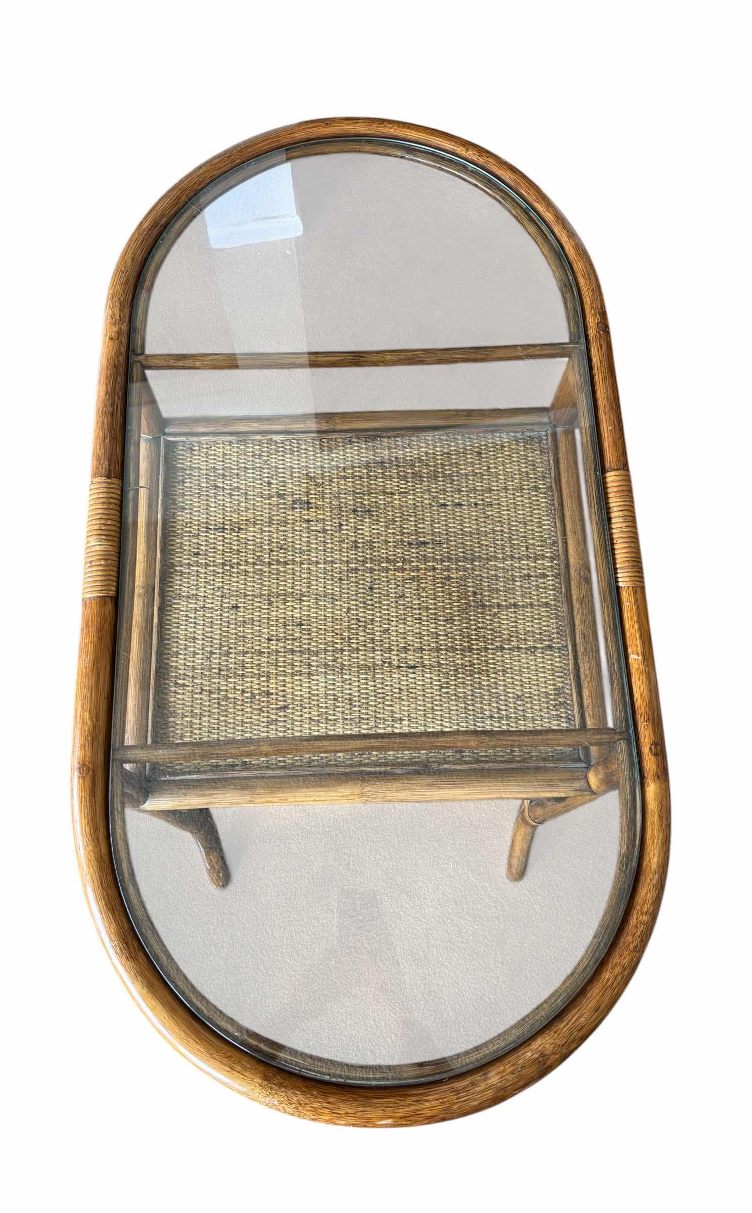 Photo 1 of VINTAGE MCM RATTAN & BAMBOO OVAL TABLE