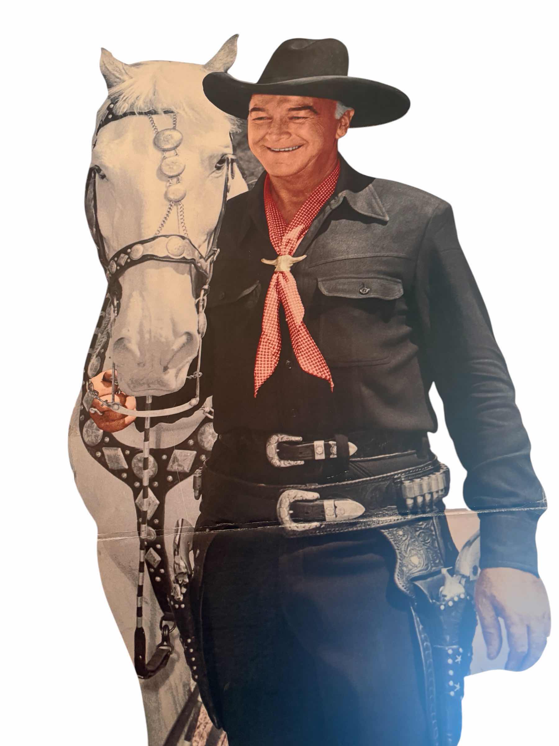 View 2 of LIFE SIZE CARDBOARD CUTOUT WESTERN HERO HOPALONG CASSIDY & HORSE TOPPER H72”
