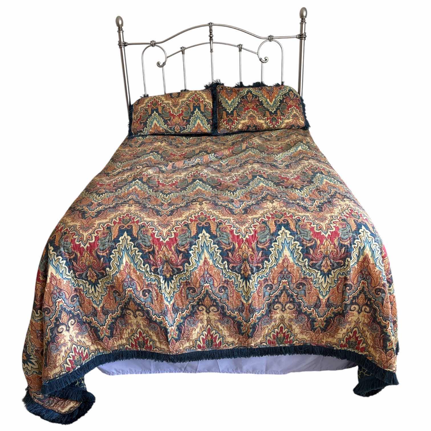 Photo 1 of METAL HEADBOARD BRUSHED NICKEL COLOR W/MATTRESS AND BOX SPRING  APPROXIMATELY FULL SIZE 73”X50”H58”