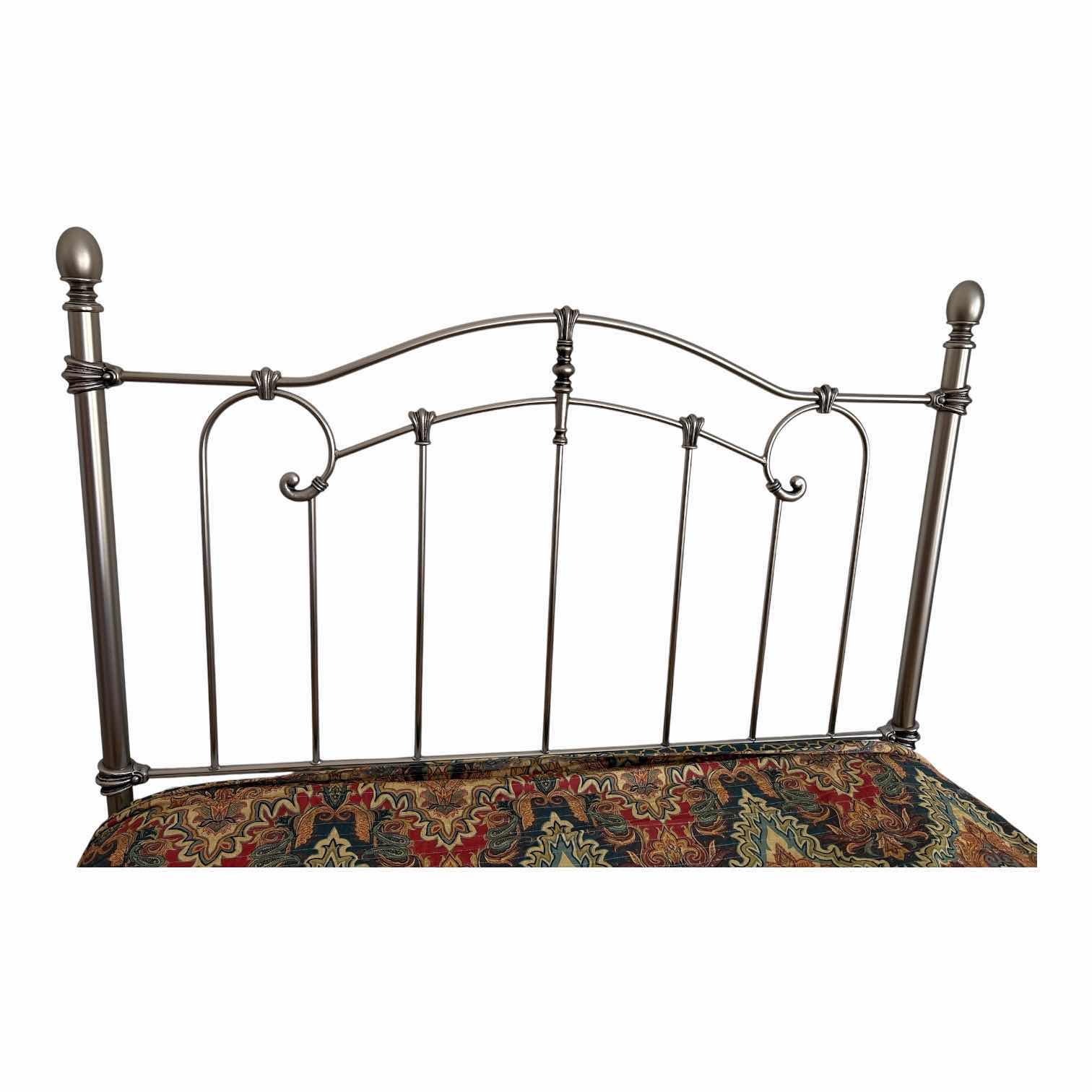 Photo 1 of METAL HEADBOARD BRUSHED NICKEL COLOR W/MATTRESS AND BOX SPRING  APPROXIMATELY FULL SIZE 73”X50”H58”