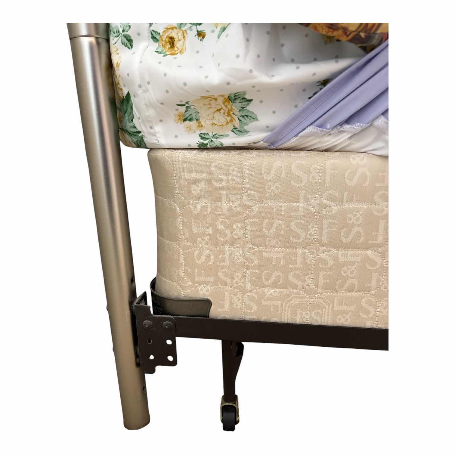 Photo 1 of METAL HEADBOARD BRUSHED NICKEL COLOR W/MATTRESS AND BOX SPRING  APPROXIMATELY FULL SIZE 73”X50”H58”