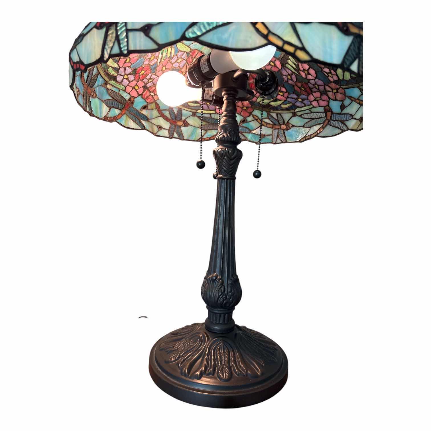 Photo 1 of DRAGONFLY TIFFANY INSPIRED RESIN TABLE LAMP H26”