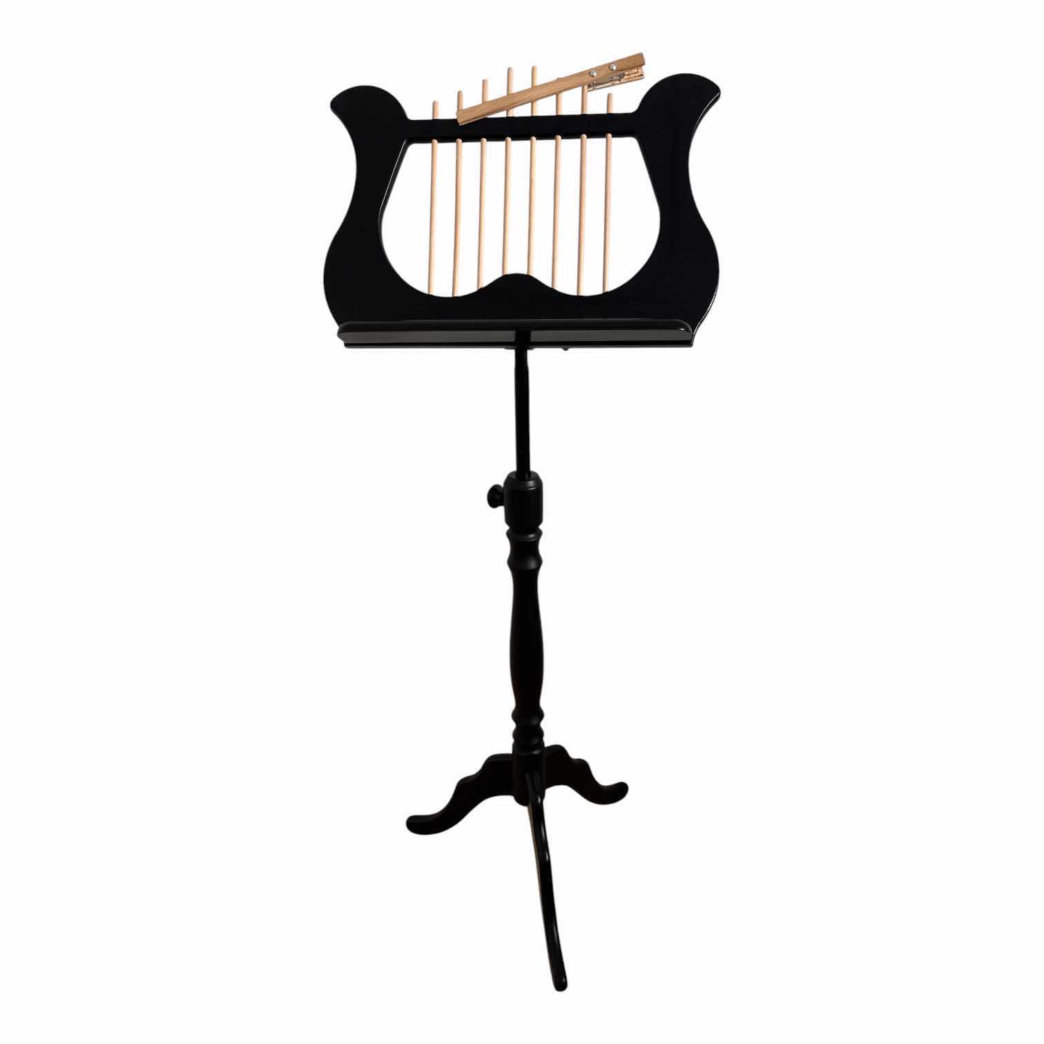 Photo 1 of SCALA VILAGIO LAGRIMA ADJUSTABLE BLACK WOODEN MUSIC STAND W/LYRE SHAPED SHEET MUSIC HOLDER