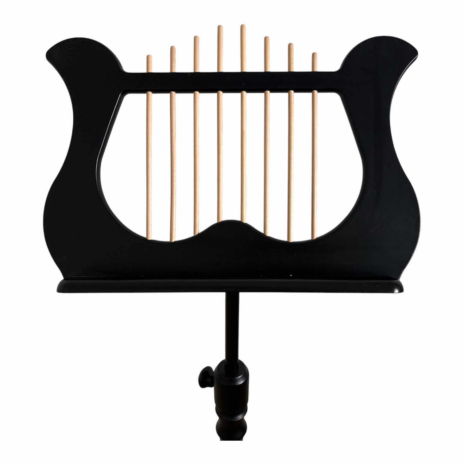Photo 1 of SCALA VILAGIO LAGRIMA ADJUSTABLE BLACK WOODEN MUSIC STAND W/LYRE SHAPED SHEET MUSIC HOLDER