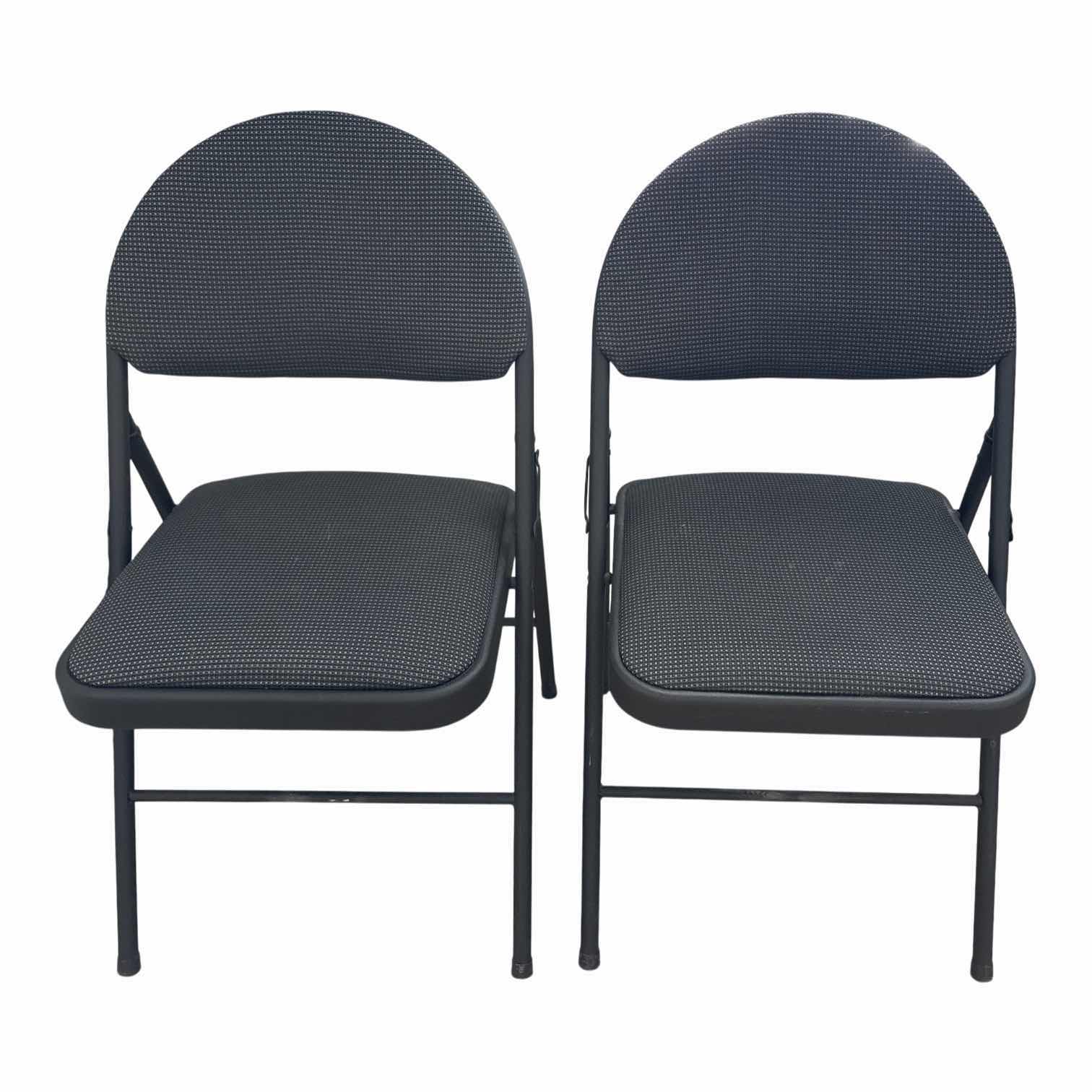 Photo 1 of (2)PCS COSCO BLACK PADDED FOLDABLE CHAIRS SEAT H17.5”