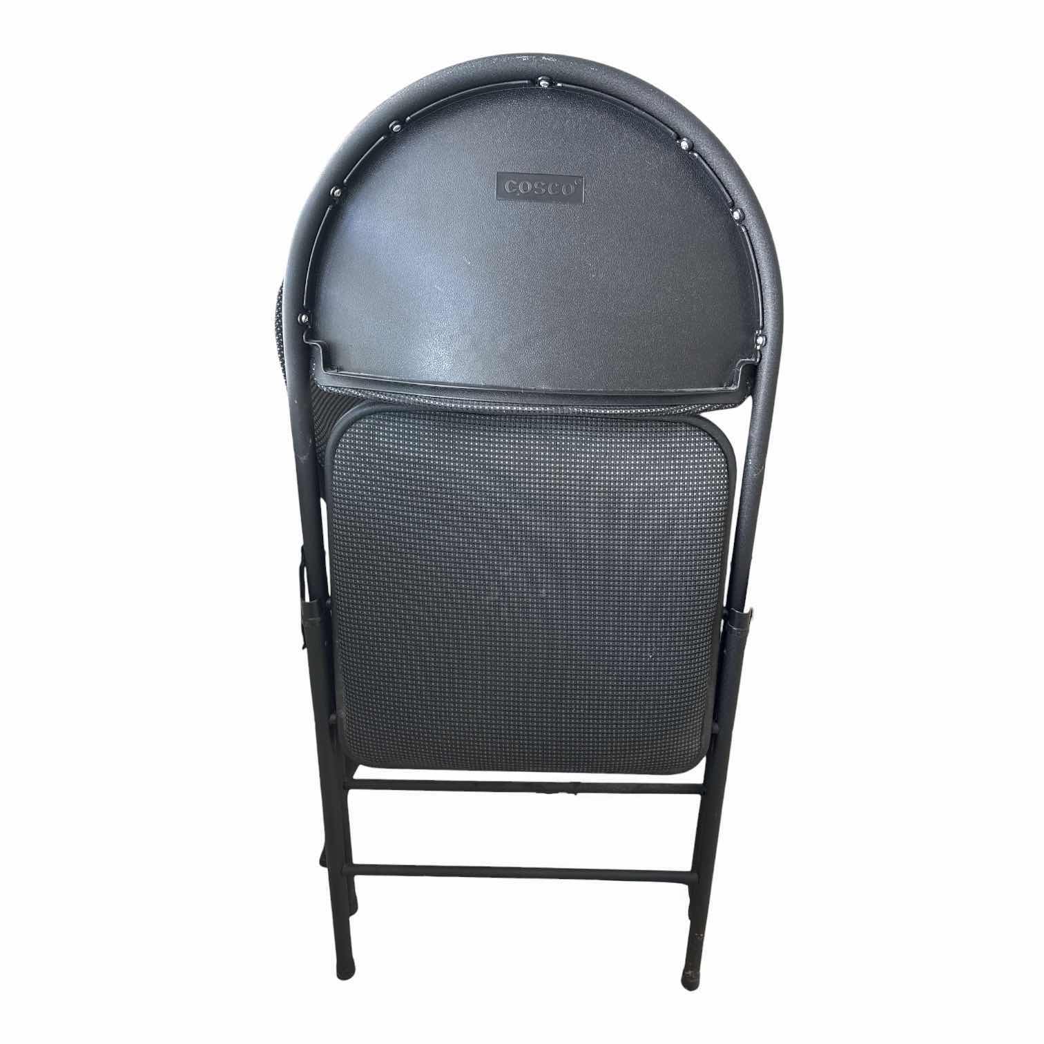 Photo 1 of (2)PCS COSCO BLACK PADDED FOLDABLE CHAIRS SEAT H17.5”