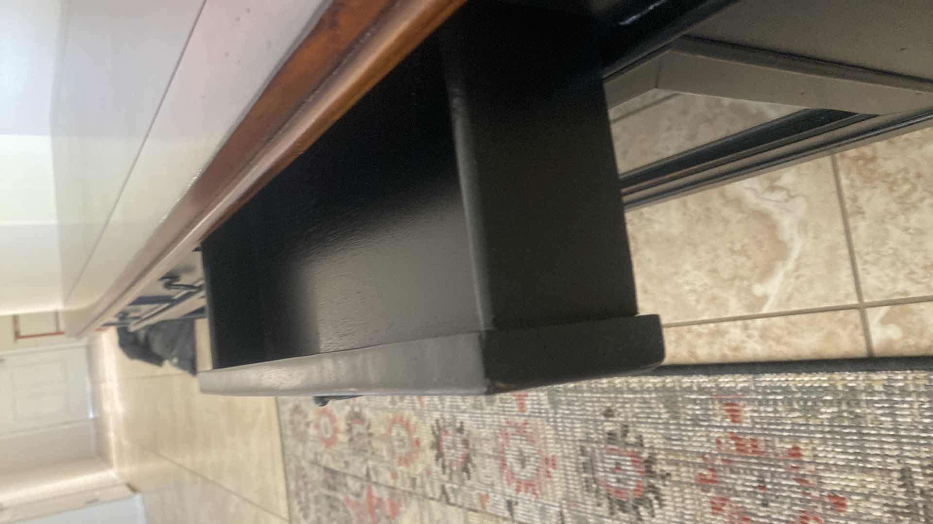 Photo 1 of DARK WOOD ENTERTAINMENT CENTER WITH THREE GLASS DOORS AND THREE DRAWERS 59“ X 18“ H 24