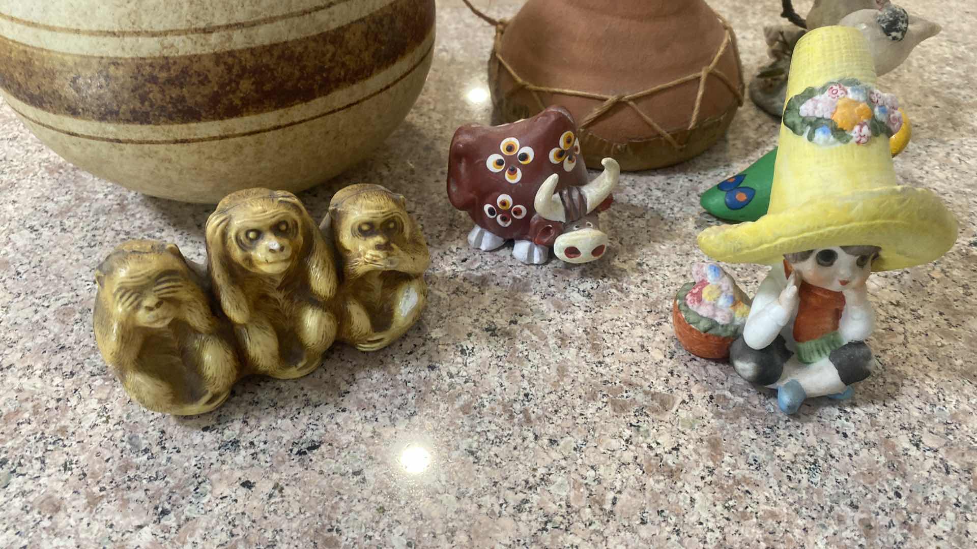 Photo 1 of 7-POTTERY ANIMALS & VASES H7”