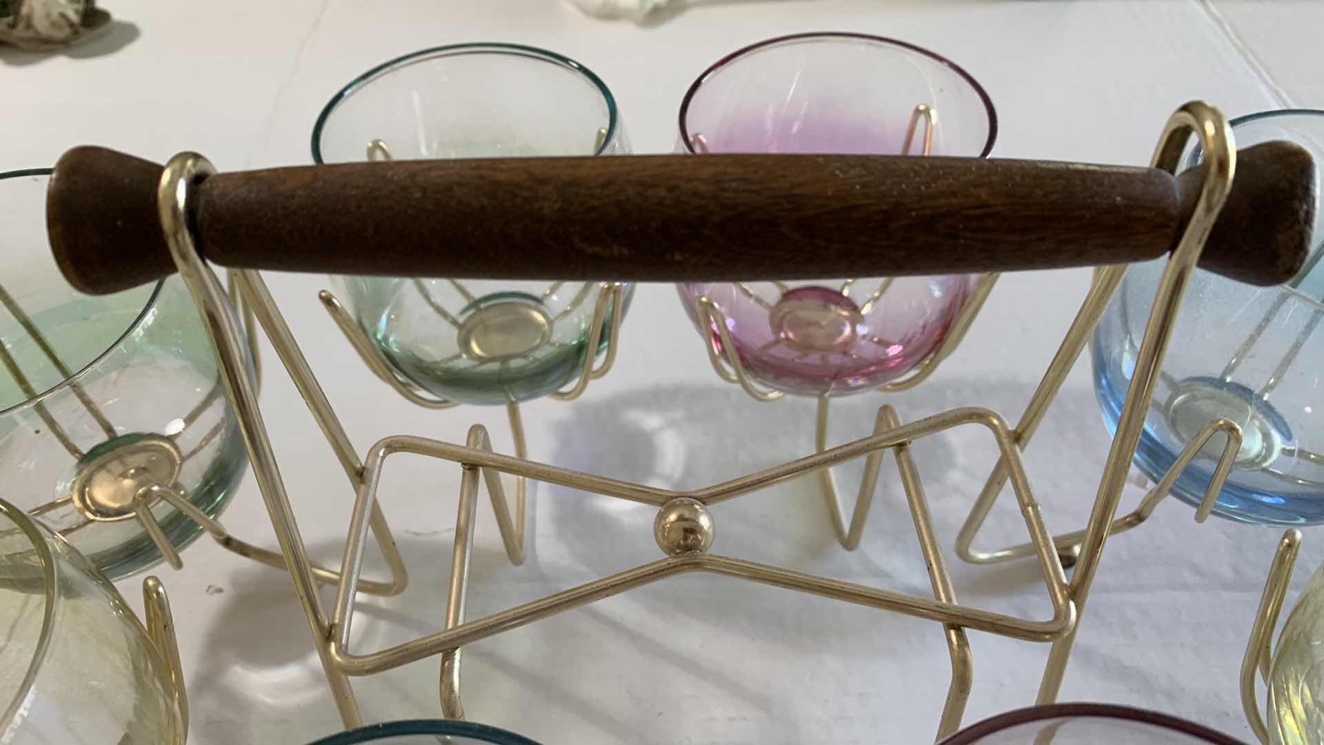 Photo 1 of VINTAGE FEDERAL GLASS “OVER THE RAINBOW” ROLY-POLY BAR SET