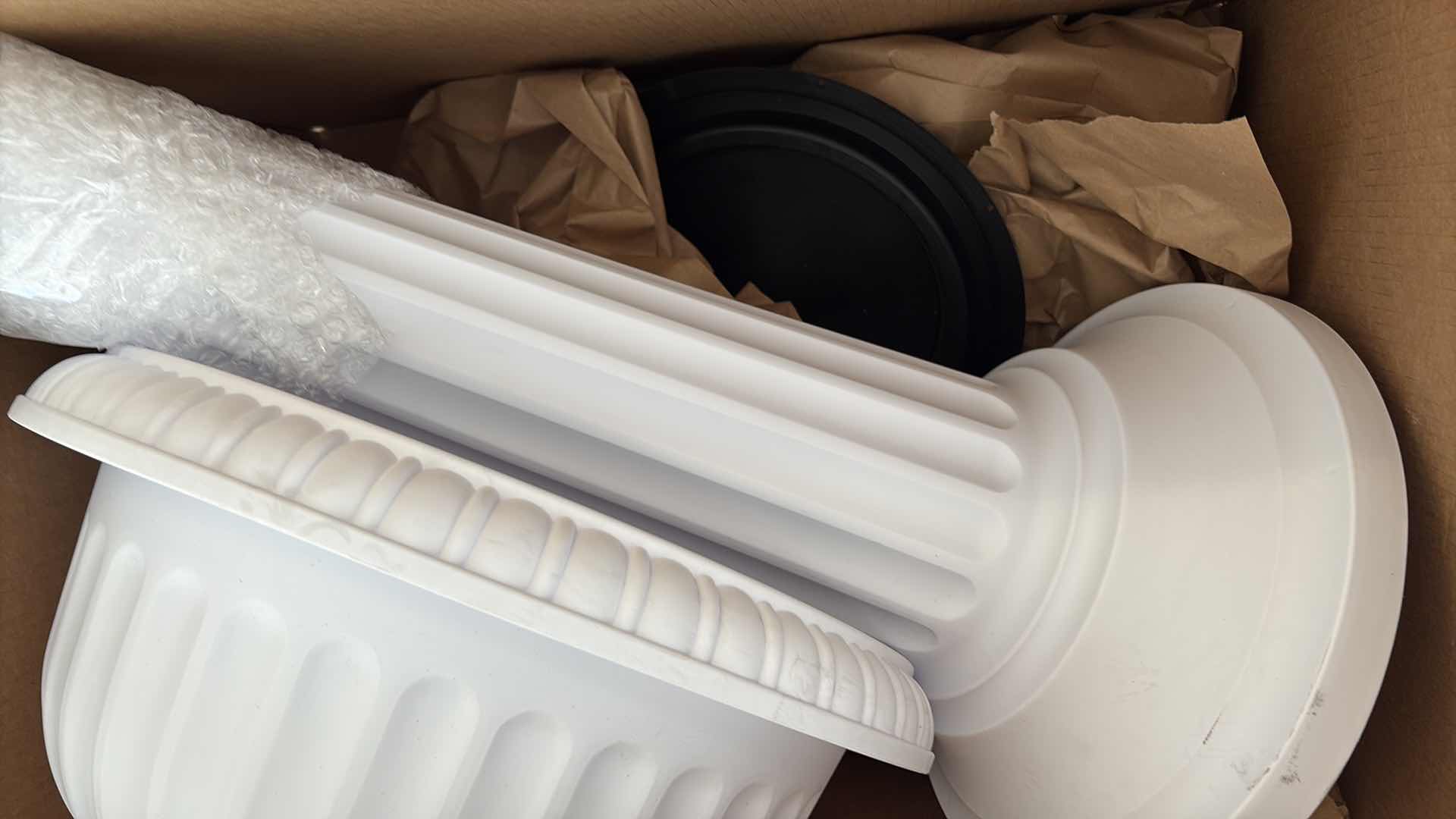 Photo 1 of NIB PLASTIC WHITE BIRD BATH H32”