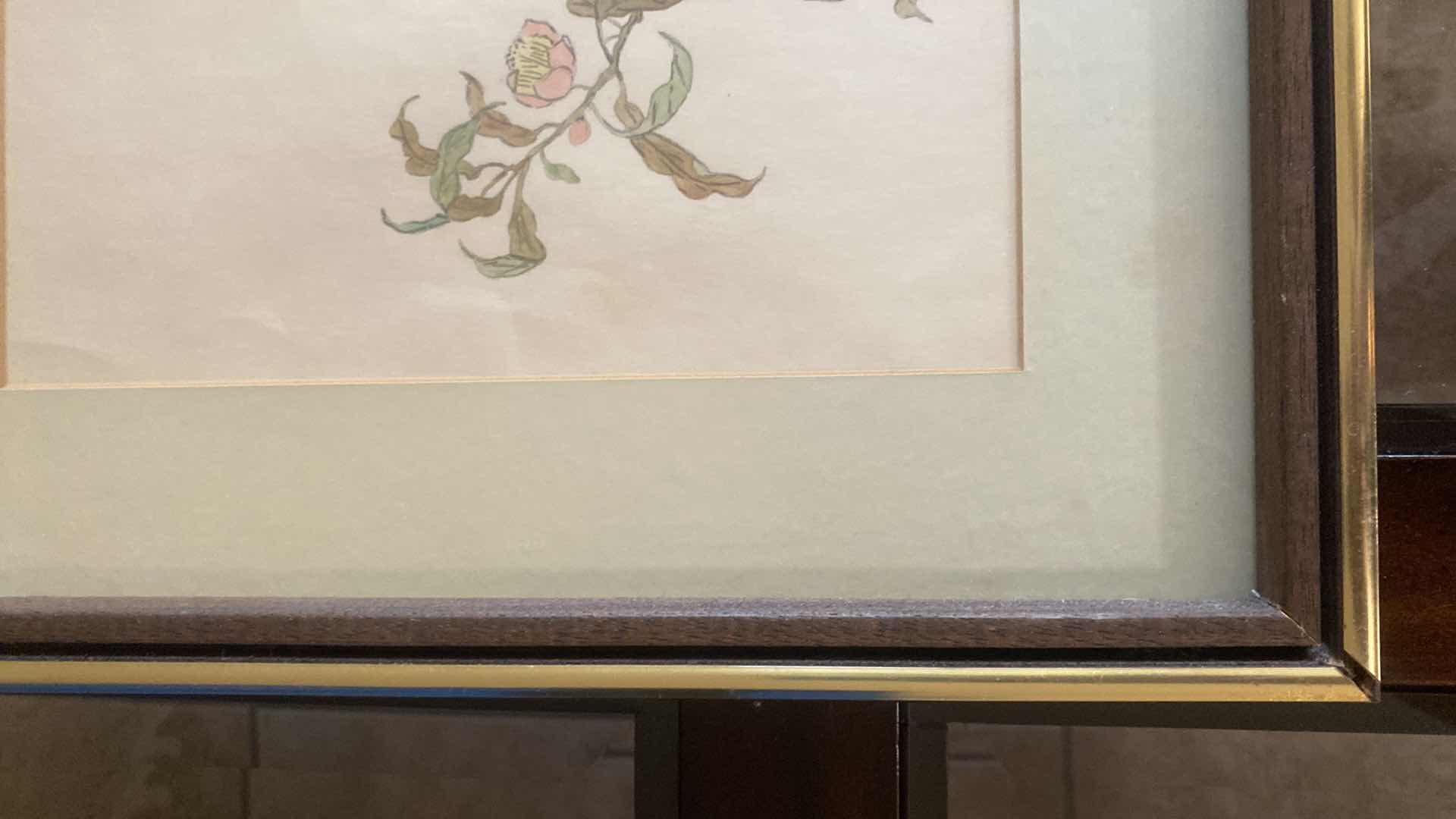 Photo 1 of FRAMED VINTAGE CHINESE FLORAL WATERCOLOR ARTWORK 17” X 14”