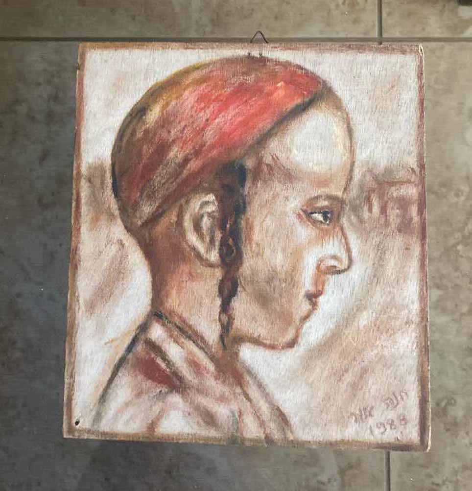 Photo 1 of 2-UNFRAMED PROFILE OF BOY SIGNED & UNFRAMED WATERCOLOR SIGNED 15 1/2” X 13”