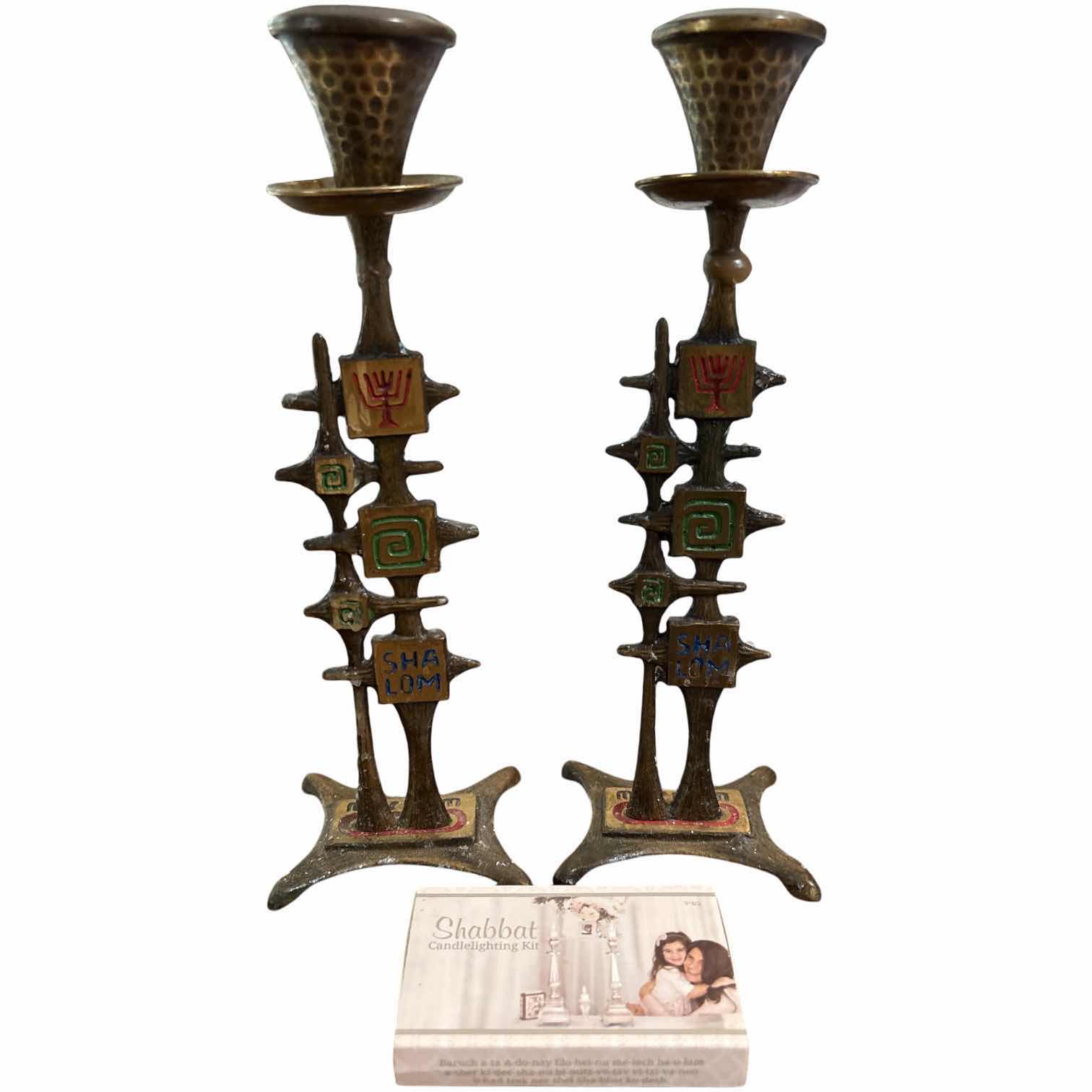 Photo 1 of (2)PCS VINTAGE BRUTALIST CANDLESTICK W/CANDLE-LIGHTING  KIT H8.5”