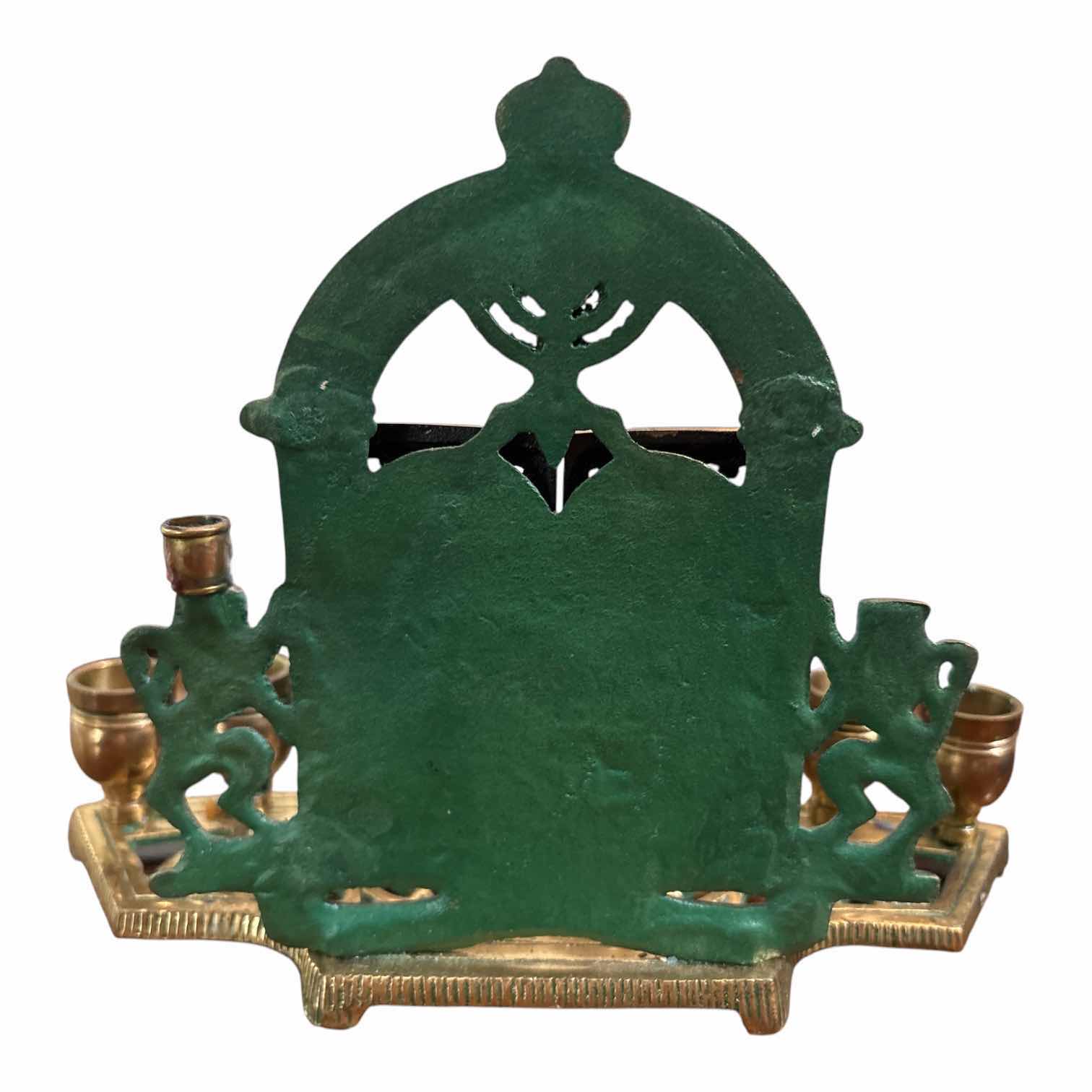 View 2 of ISRAEL VINTAGE HANUKKAH BRASS MENORAH H6.25”