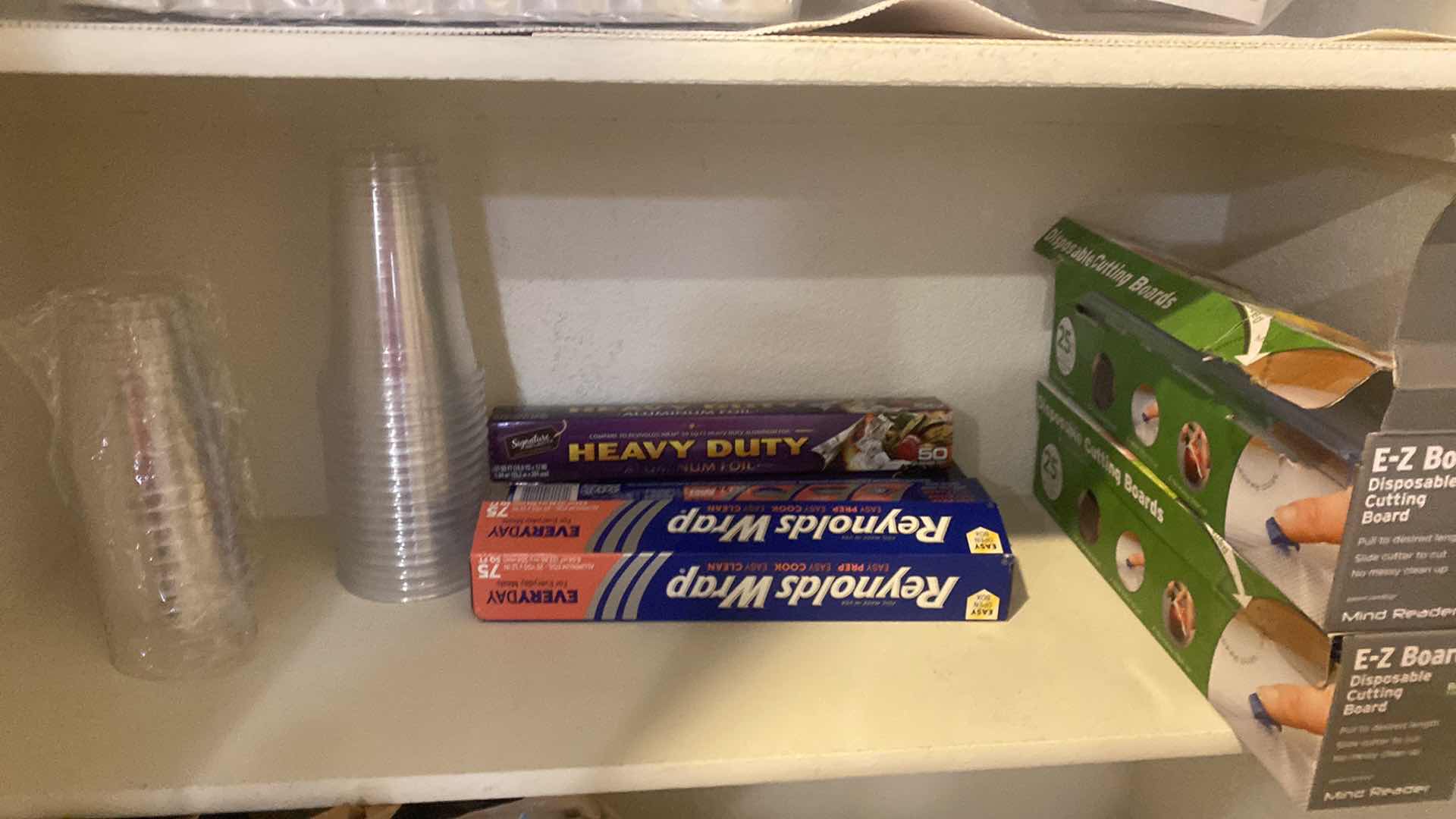 Photo 1 of TWO SHELVES IN PANTRY WRAPS CUPS & PITCHER
