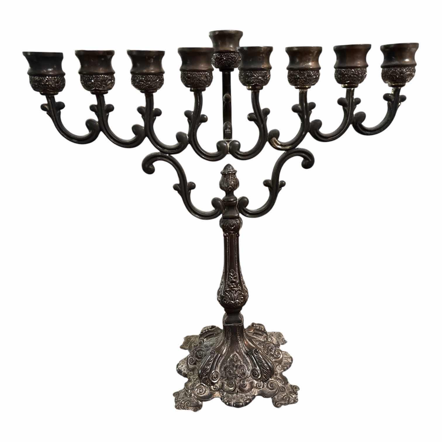 Photo 1 of VINTAGE GODINGER SILVER PLATED MENORAH 8-CANDLE ARMS H13”
