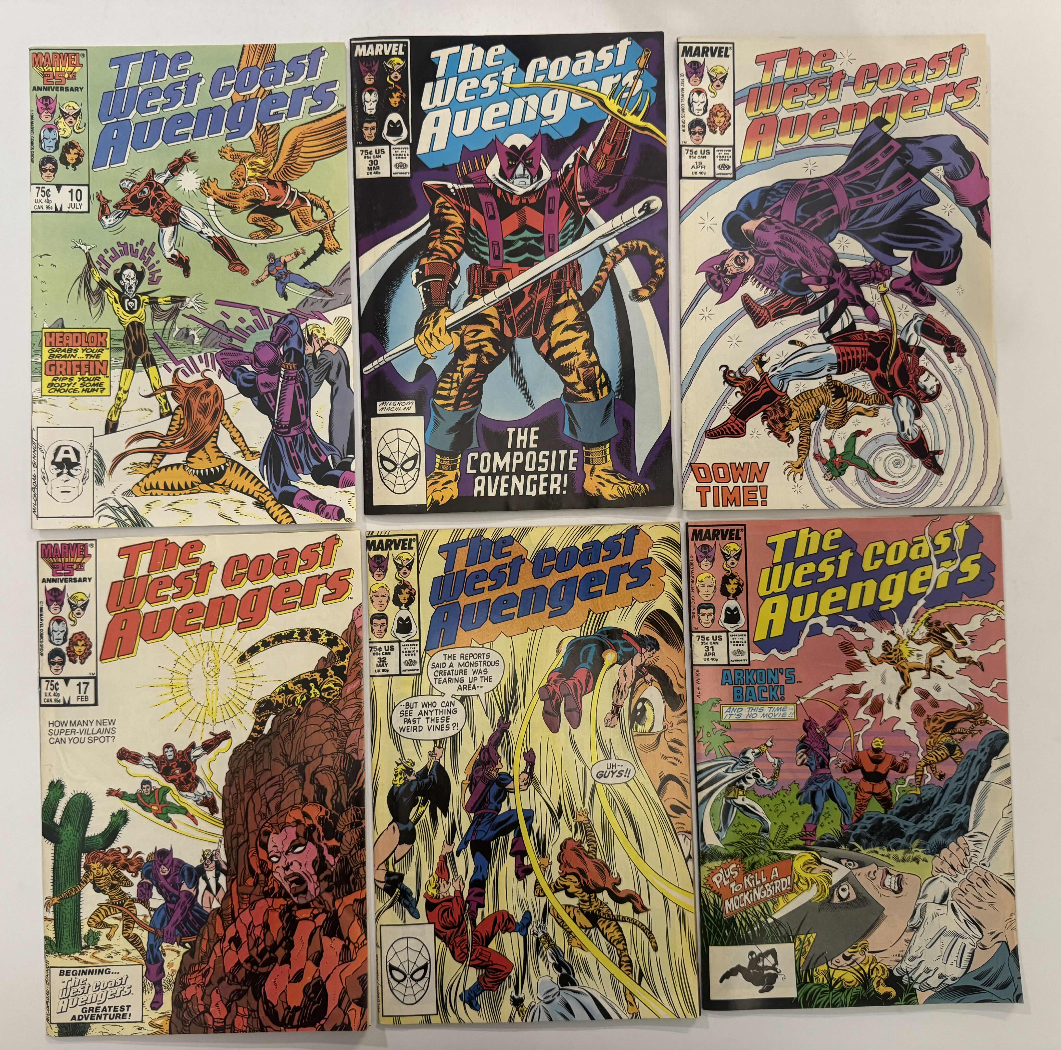 Photo 1 of 6- VINTAGE MARVEL THE WEST COAST AVENGERS COMIC BOOKS