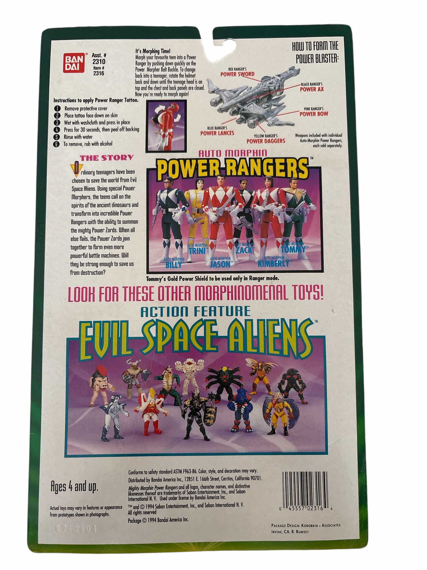 Photo 1 of $90 NIB MIGHTY MORPHIN POWER RANGERS GREENTOMMY