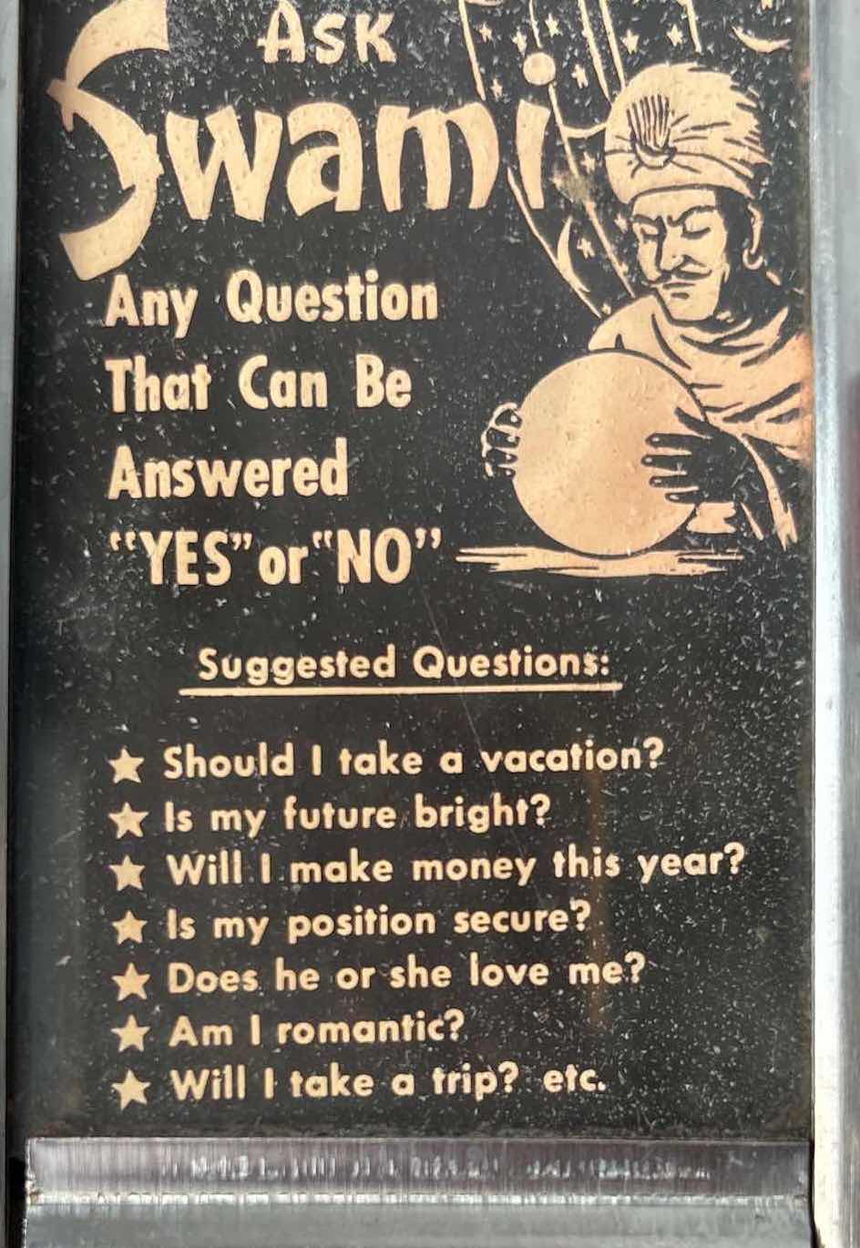 View 4 of ASK SWAMI 1950s FORTUNE TELLER NAPKIN HOLDER COIN-OP H8.5”