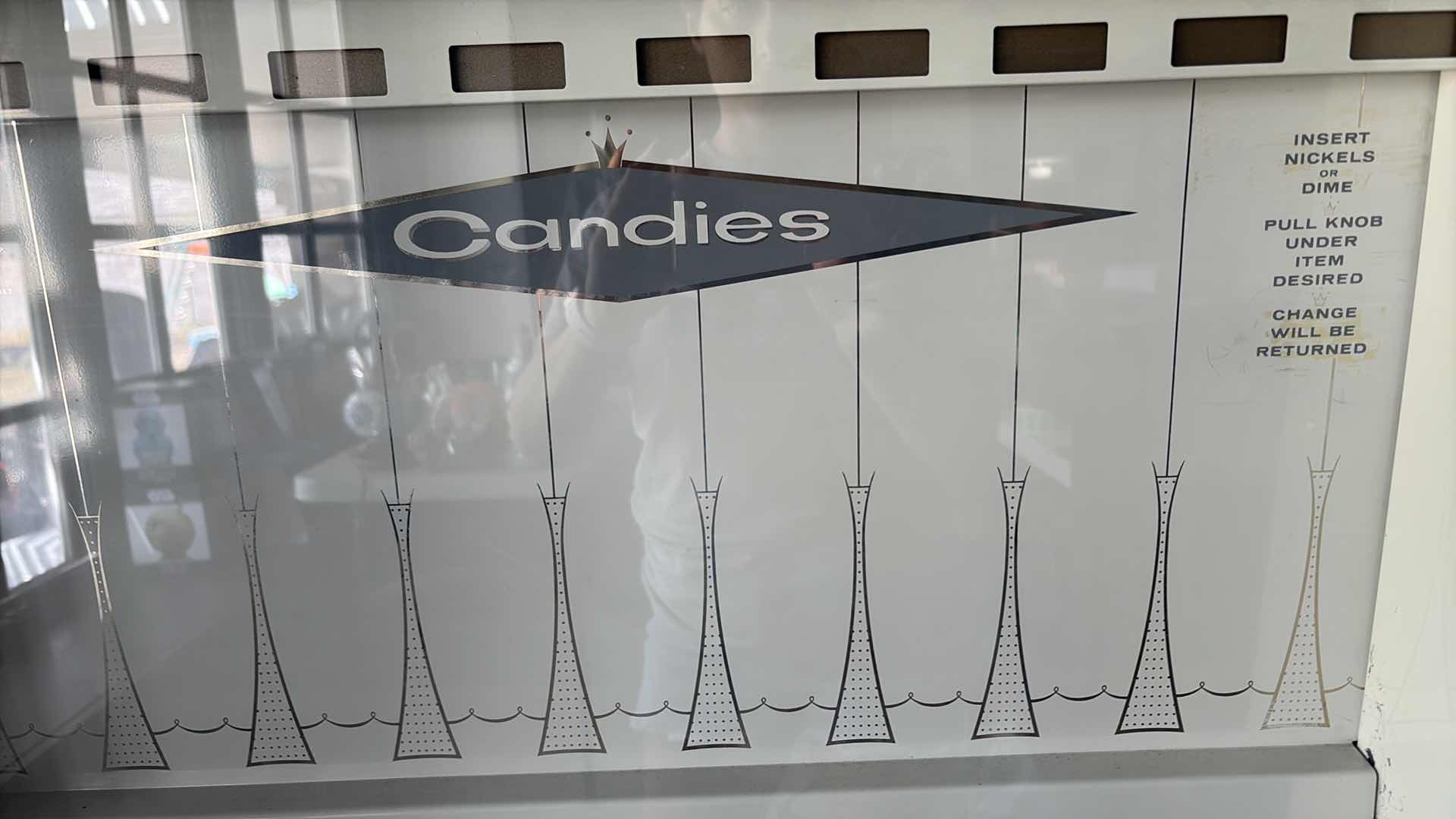 Photo 1 of VINTAGE CANDIES CIGARETTE AND CHEWING GUM VENDING MACHINE WITH KEY 35”X15”H54”